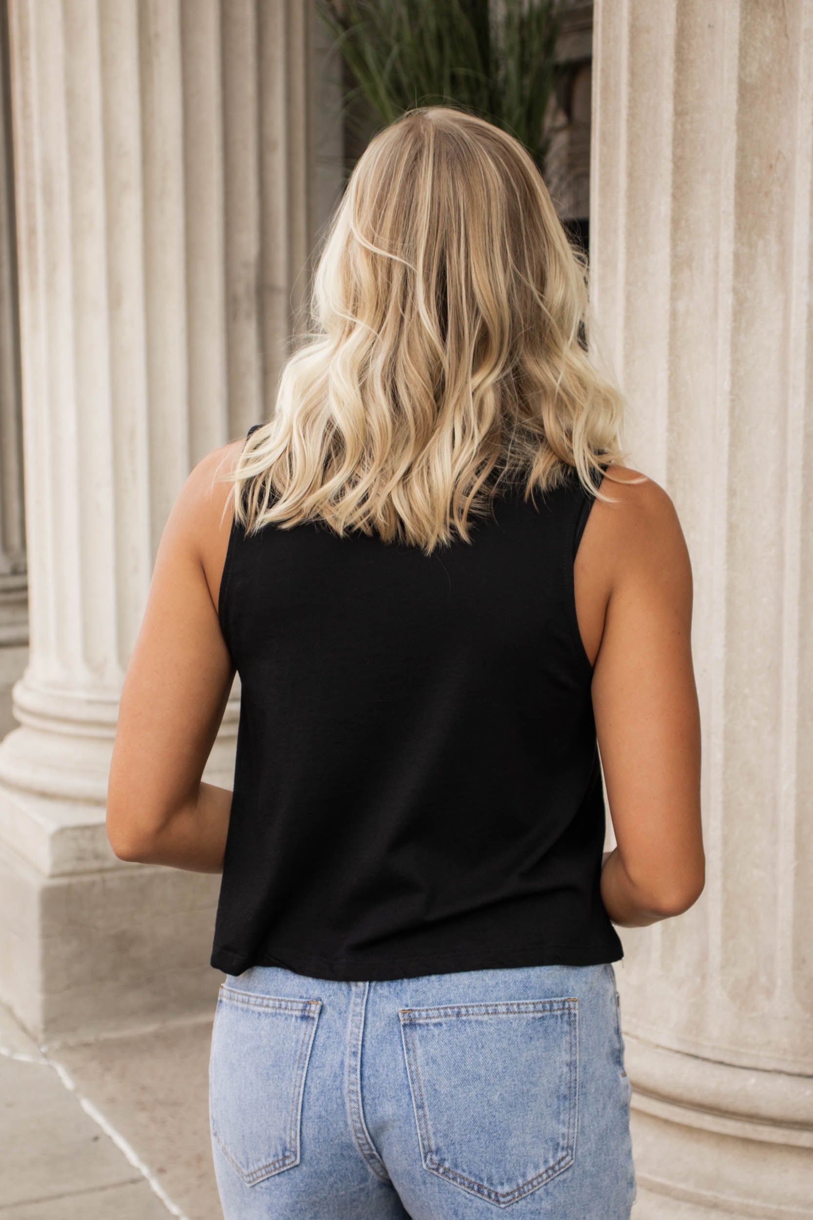 Ayla Round Neck Crop Muscle Tank | Black