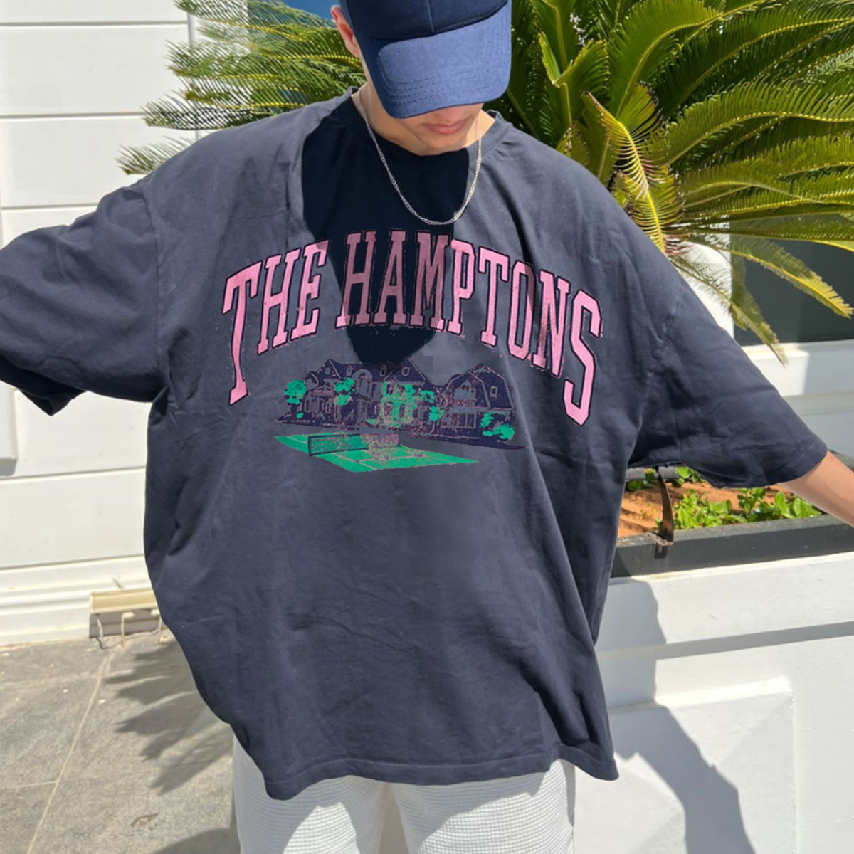 Men's Plus Size Vintage Hamptons Print T-Shirt
