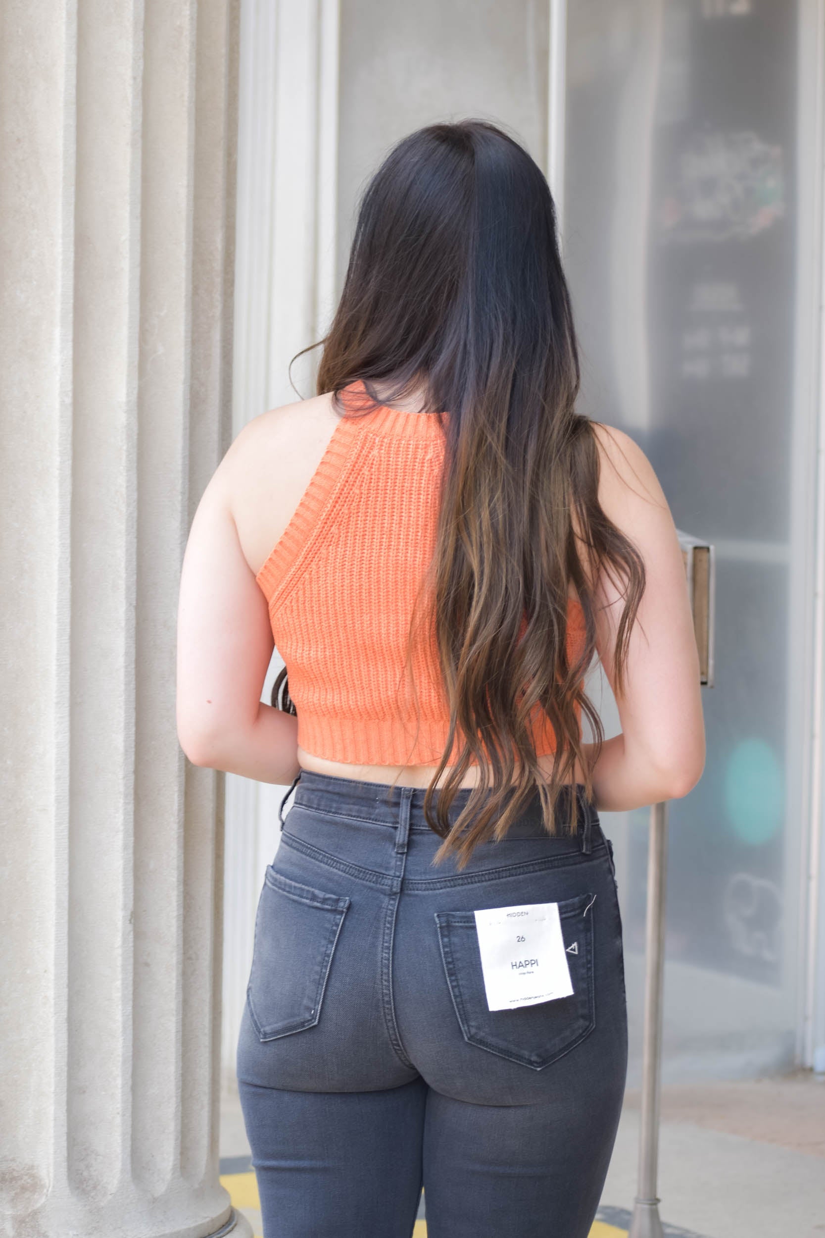 Misty Halter Neck Sweater Tank | Orange