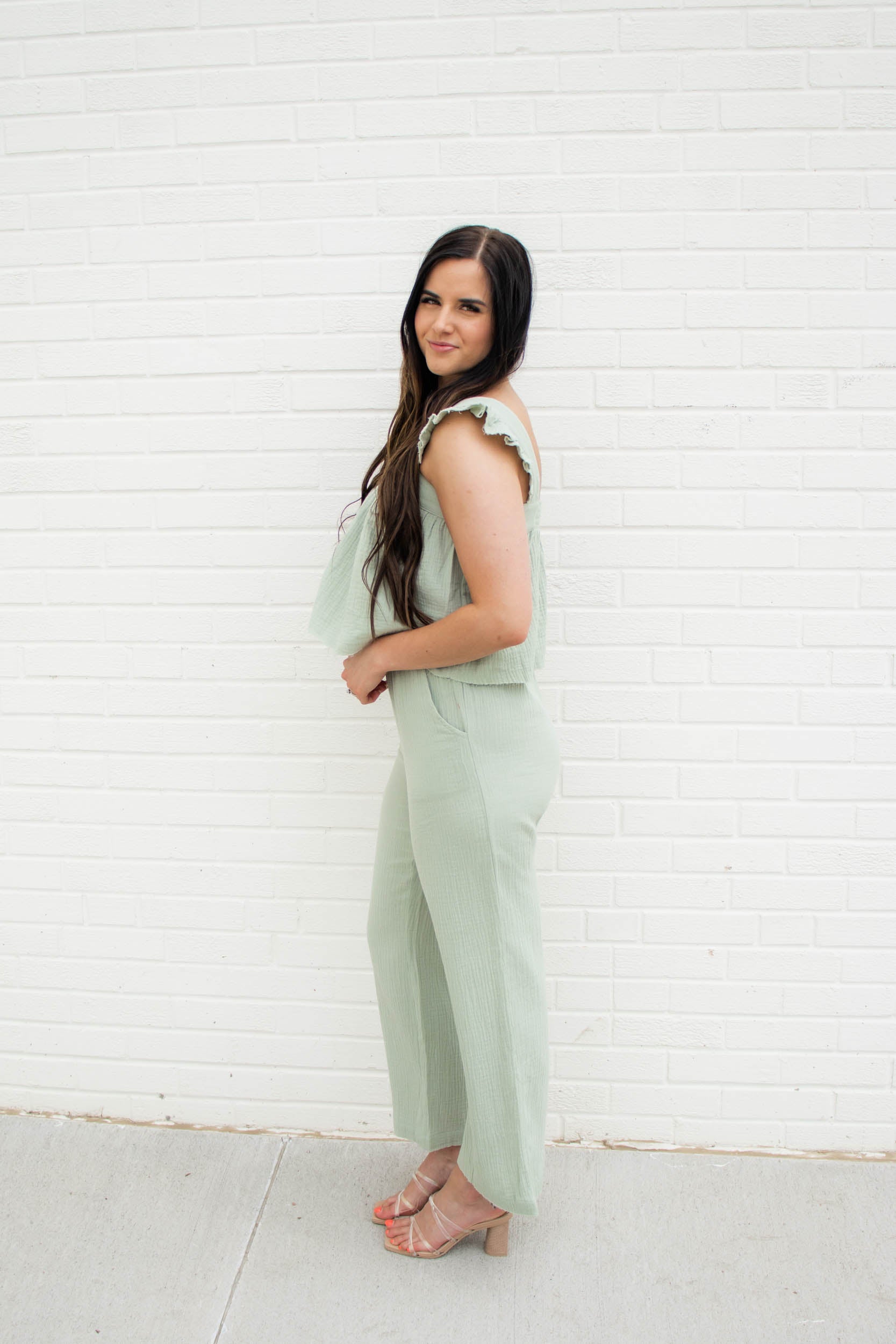 Iris Cotton Pant Set | Sage