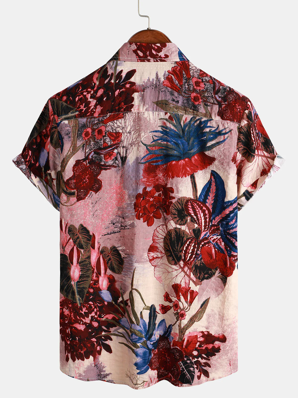 Men's Floral Print Summer Retro Flowers Button Short Sleeve Holiday Shirt