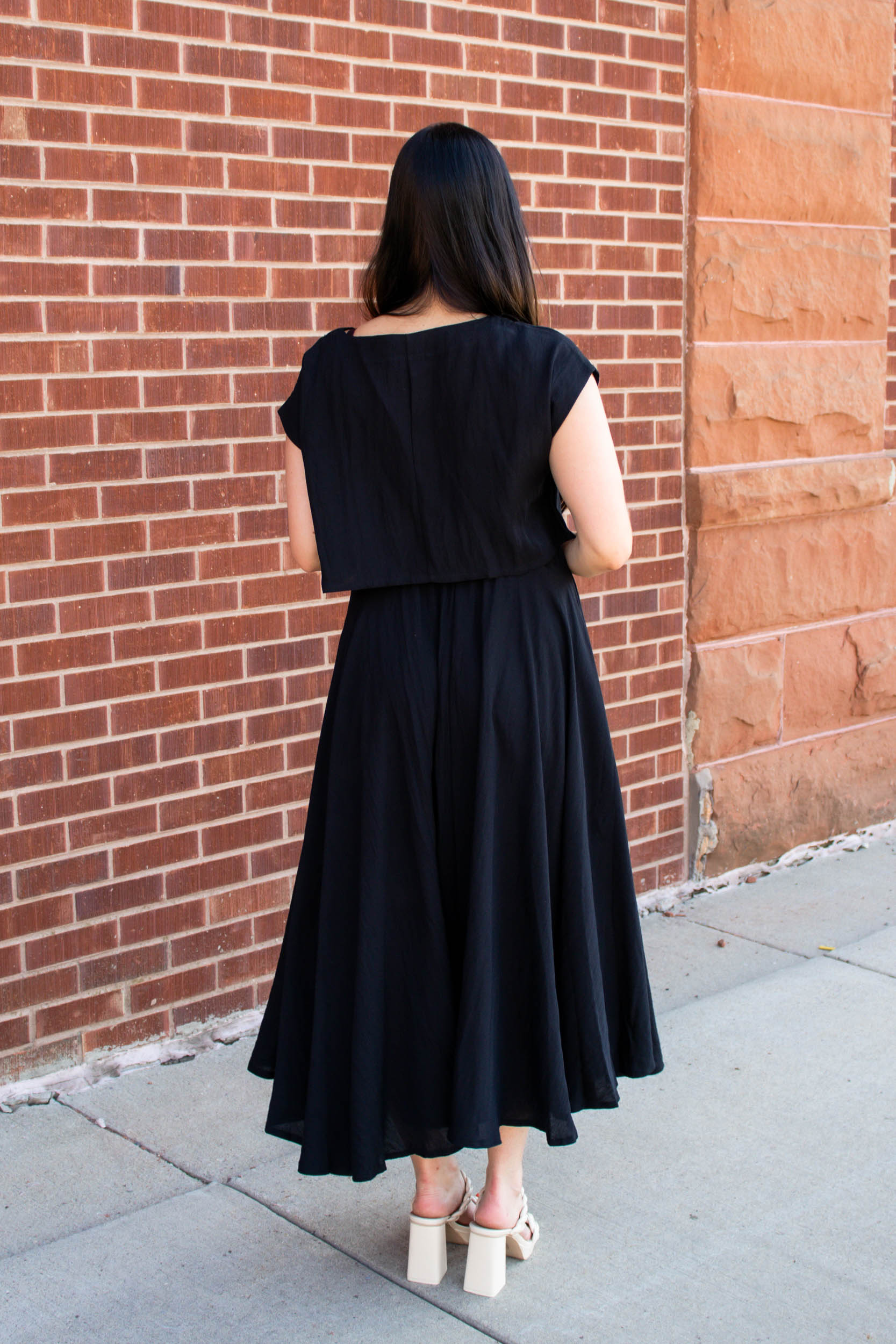 Carla Crop Top & Midi Skirt Set | Black