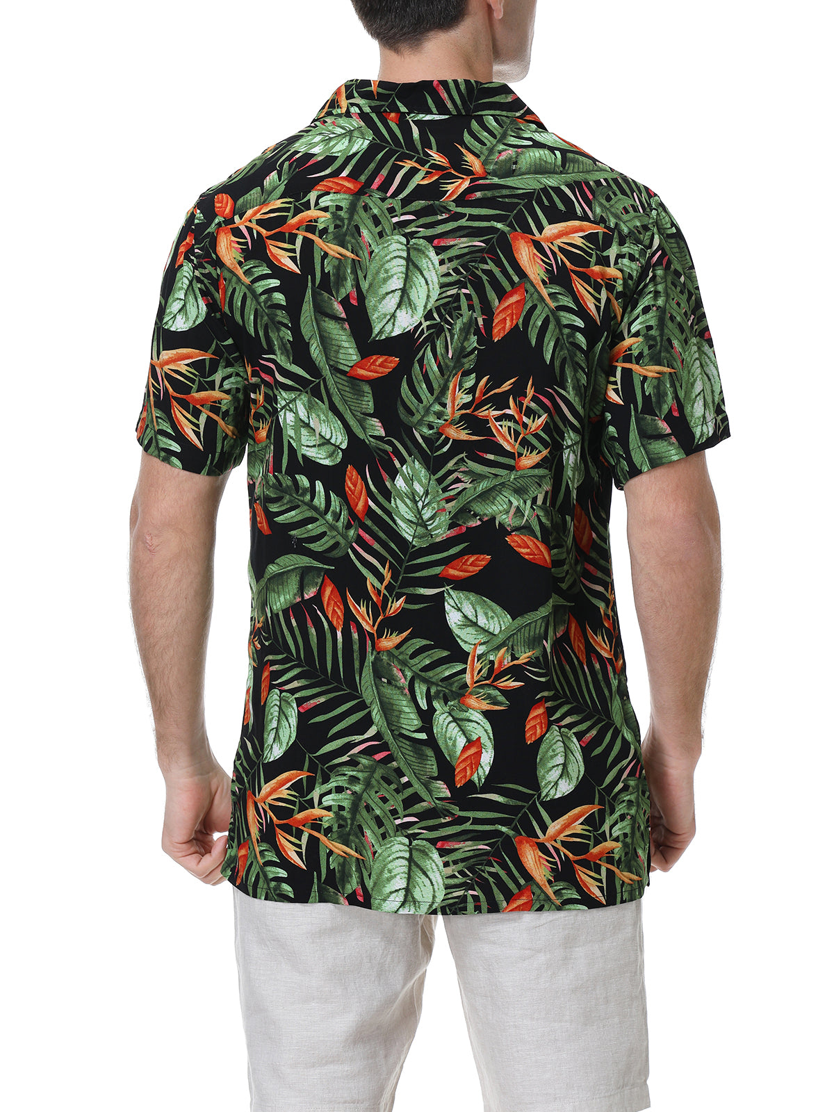Men's Casual Holiday Tropical Green Hawaiian Short Sleeve Aloha Shirt