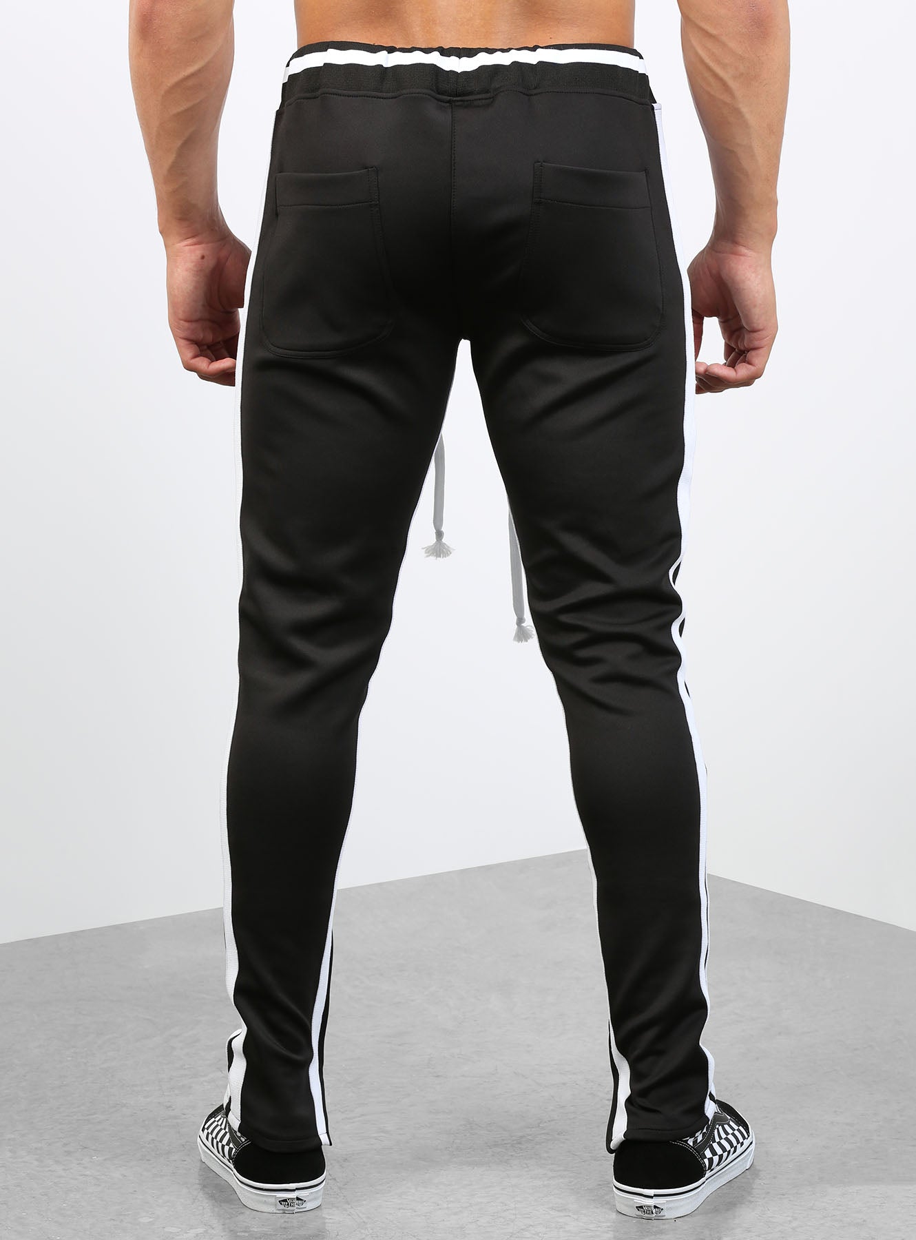 Double Striped Track Pants V2 in Black and White
