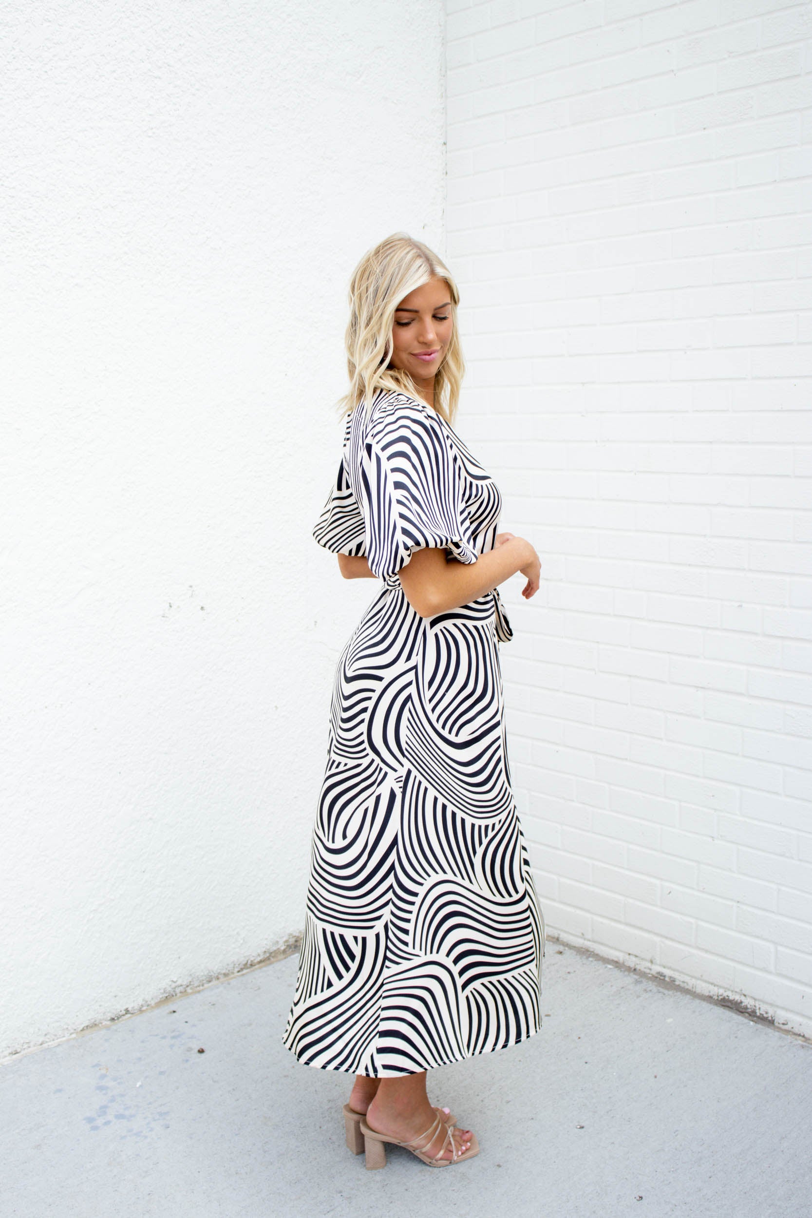 Sadie Maxi Wrap Dress | Ecru/Black
