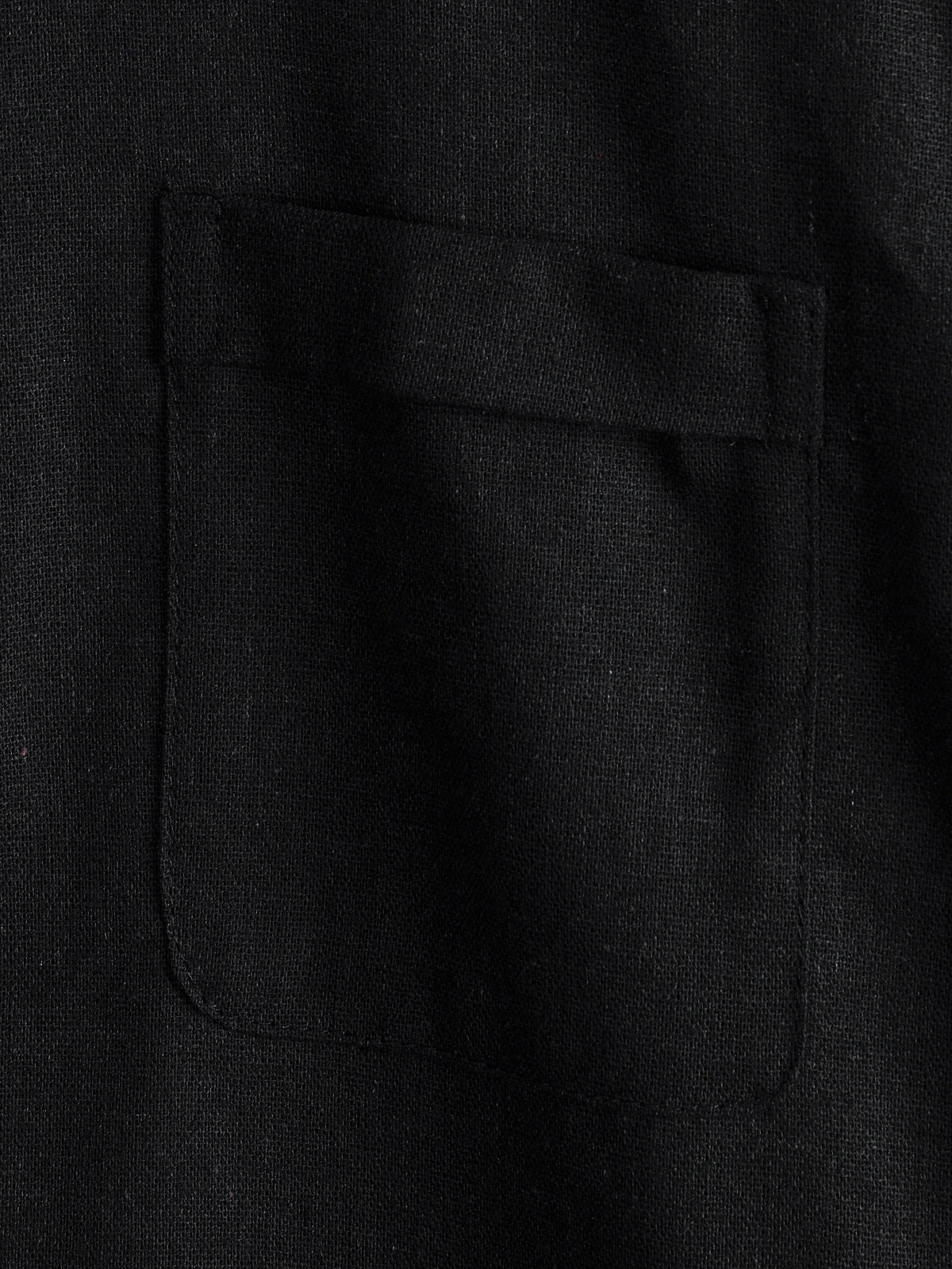 Men's Solid Color Stand Collar Half Button Pocket Front Shirt