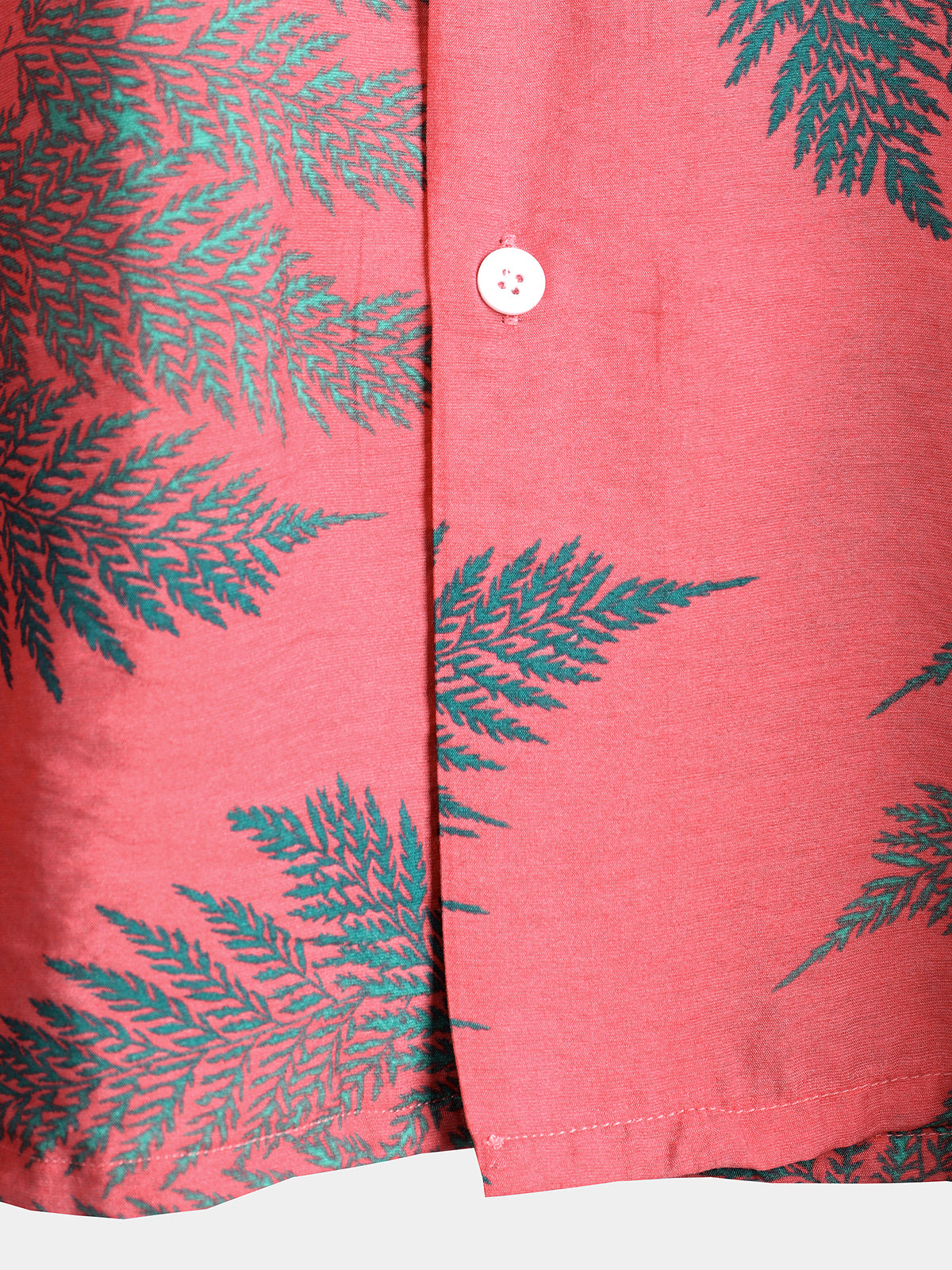 Men's Tropical Leaves Print Pocket Hawaiian Short Sleeve Shirt