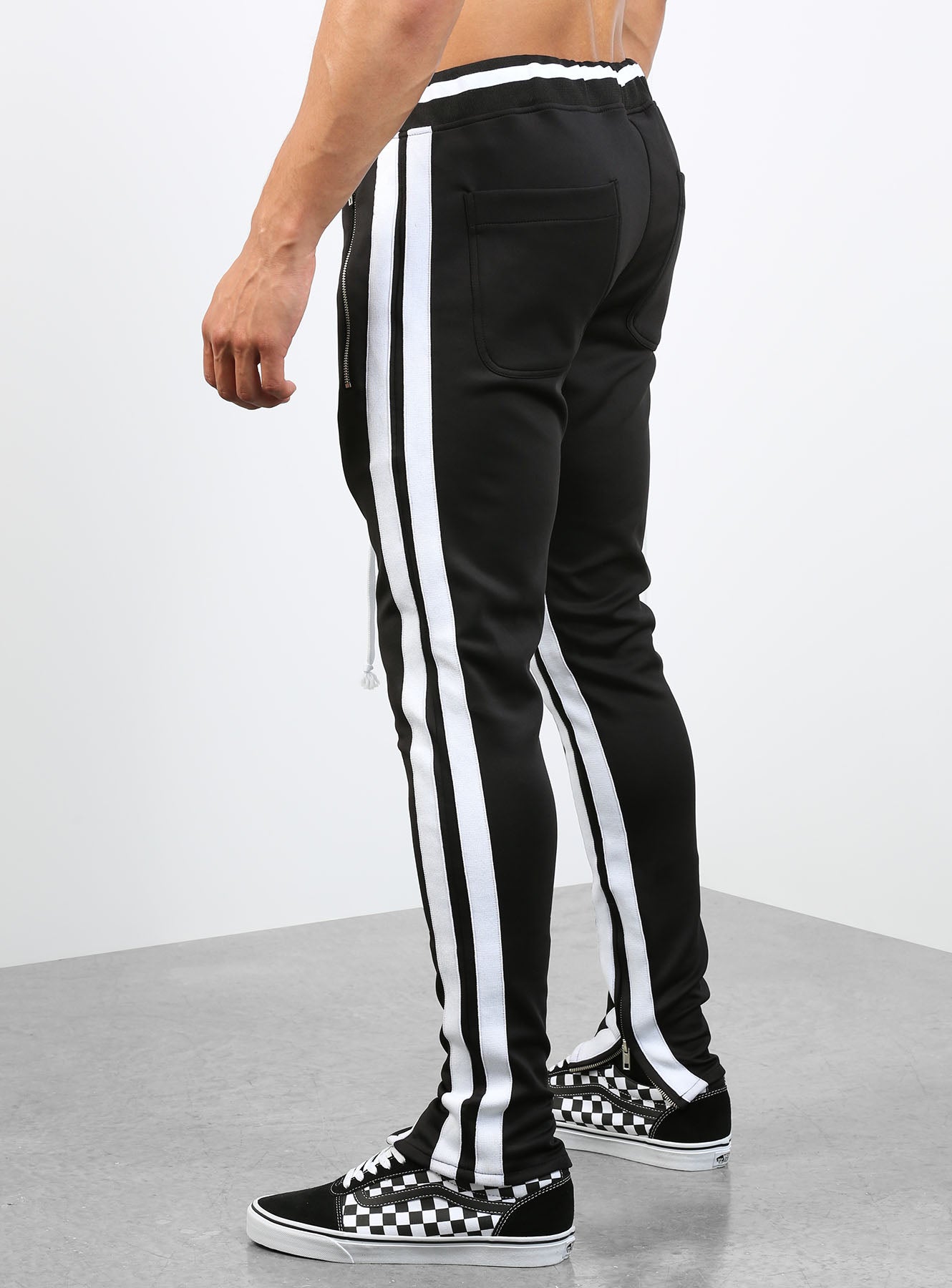 Double Striped Track Pants V2 in Black and White