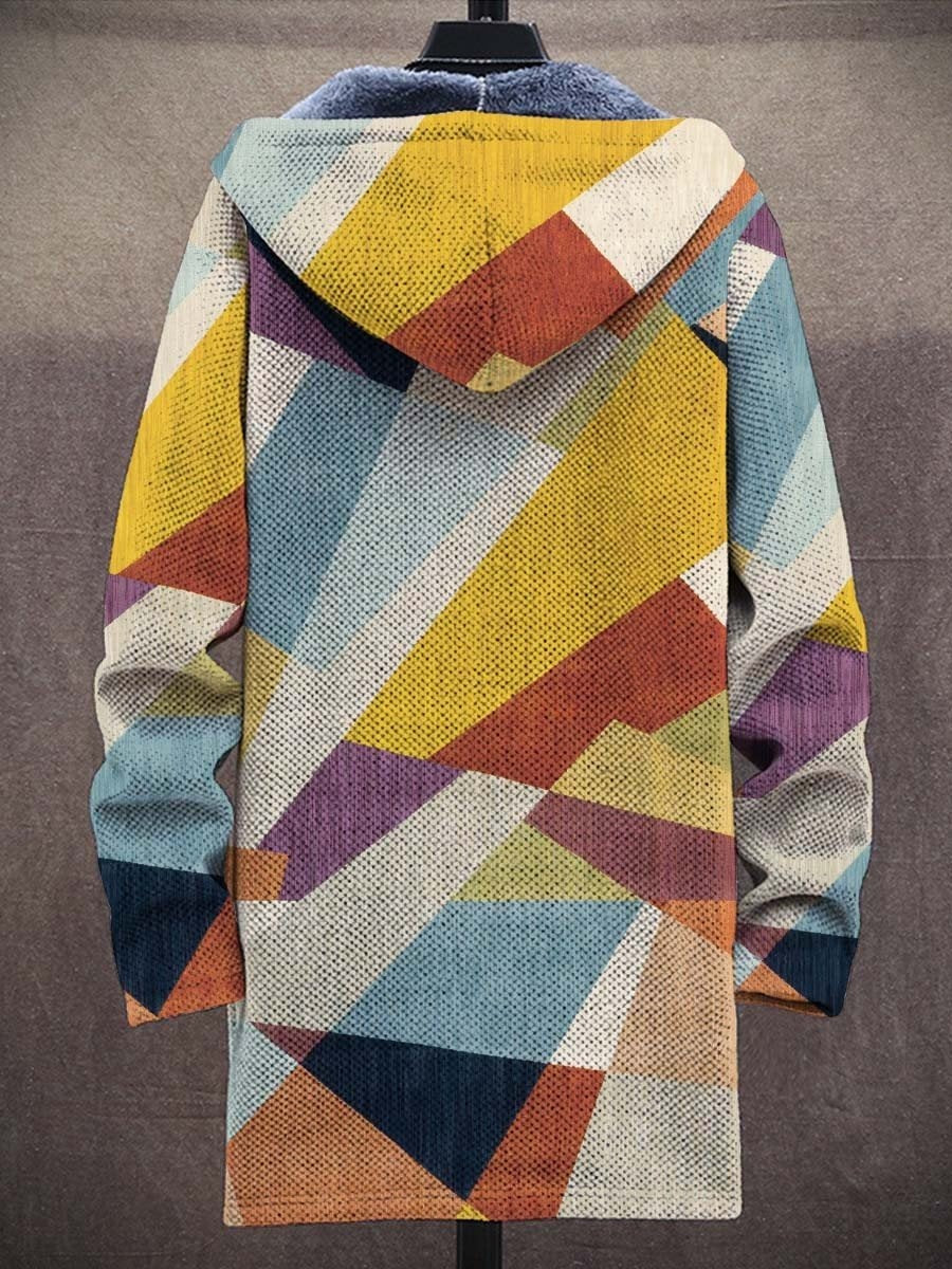 Men's Art Color Long-Sleeved Fleece Sweater Coat Cardigan