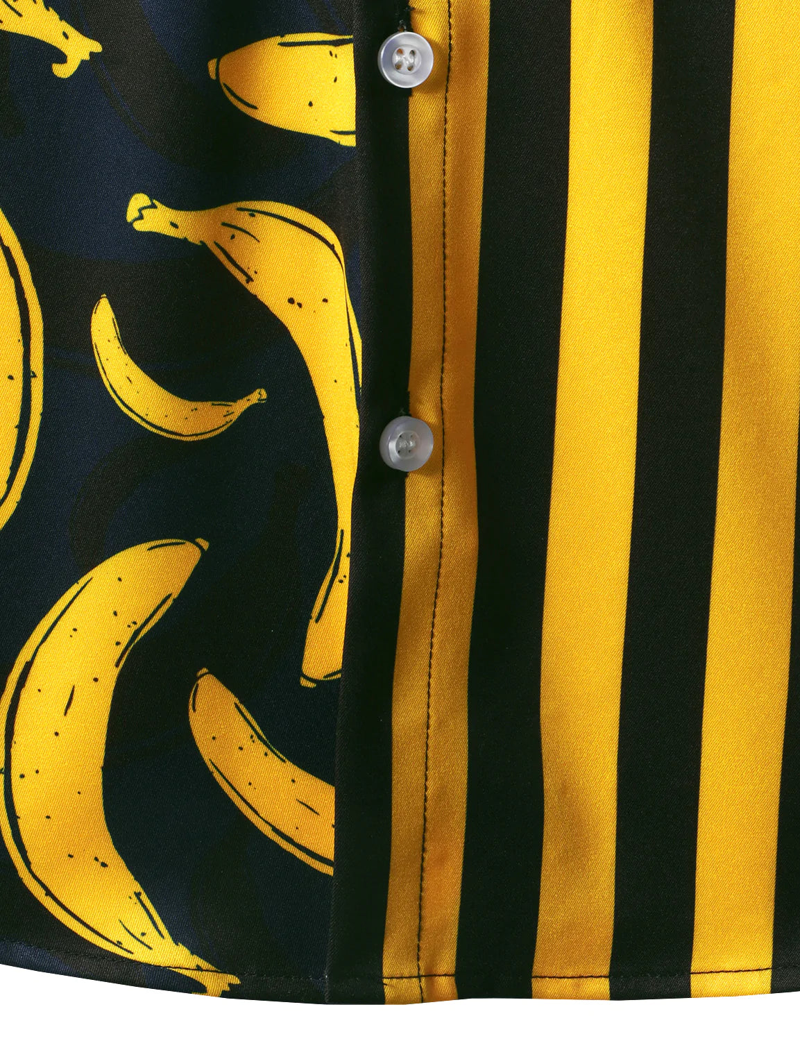 Men's Banana Yellow Striped Print Pocket Tropical Fruit Summer Vacation Casual Short Sleeve Shirt