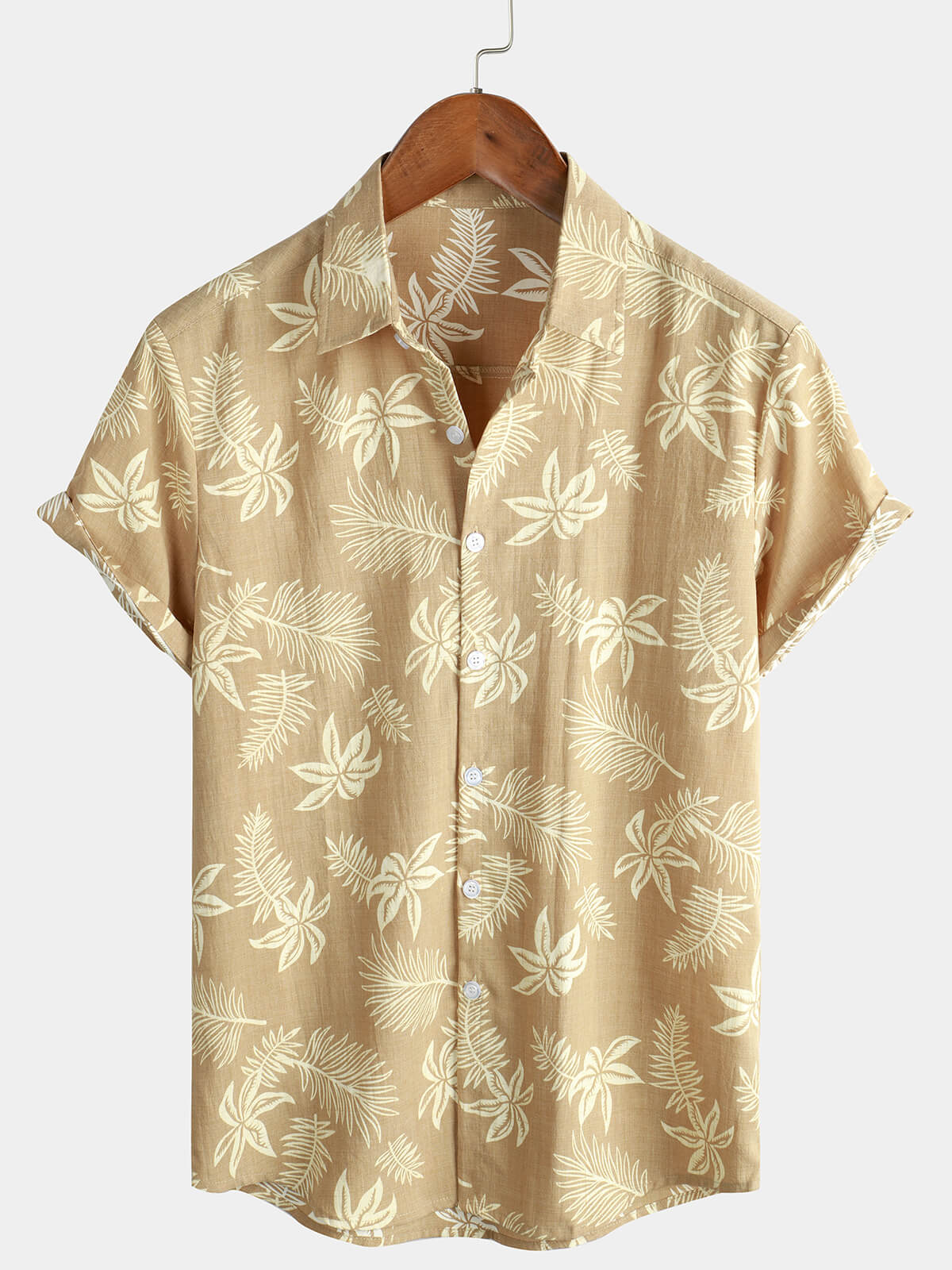 Men's Cotton Casual Tropical Vintage Floral Retro Short Sleeve Button Up Shirt