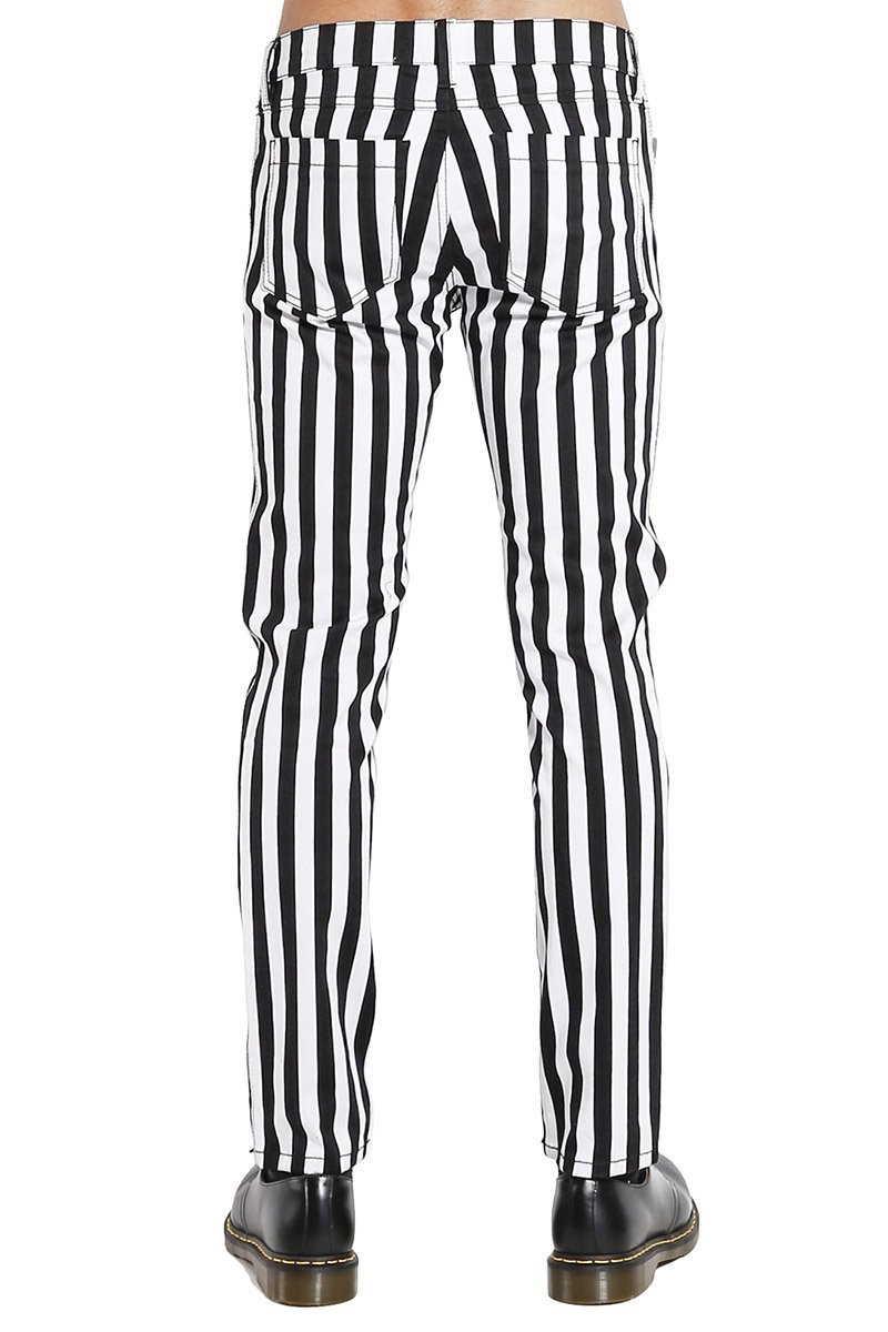 NYC Wide Stripe Rocker Jeans Black/White