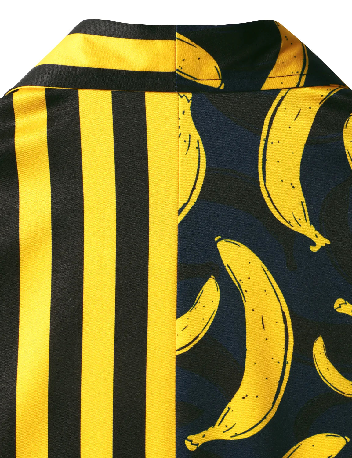 Men's Banana Yellow Striped Print Pocket Tropical Fruit Summer Vacation Casual Short Sleeve Shirt