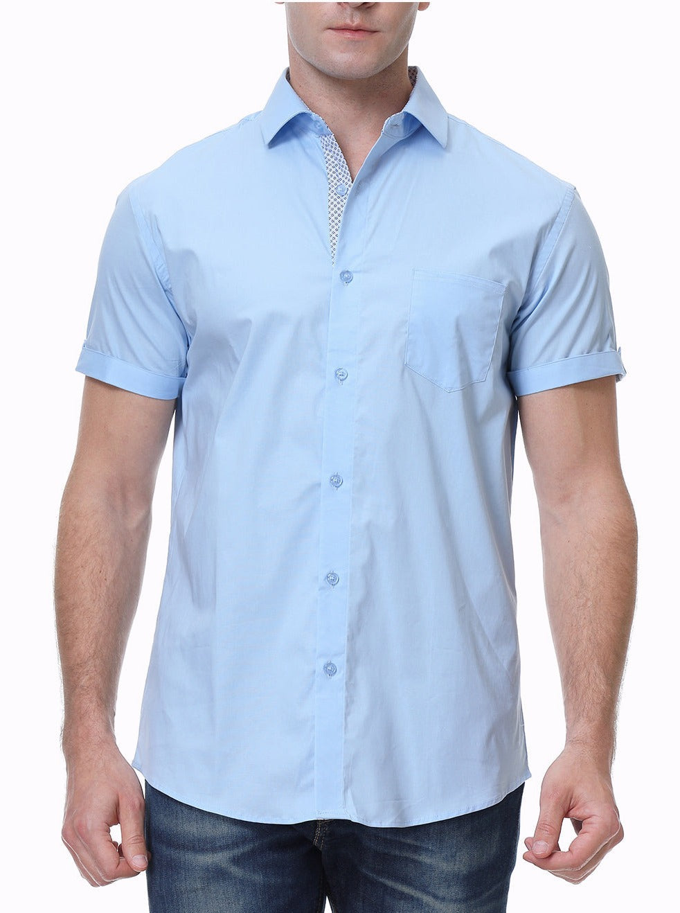 Men's Casual Breathable Cotton Button Dress Short Sleeve Shirt