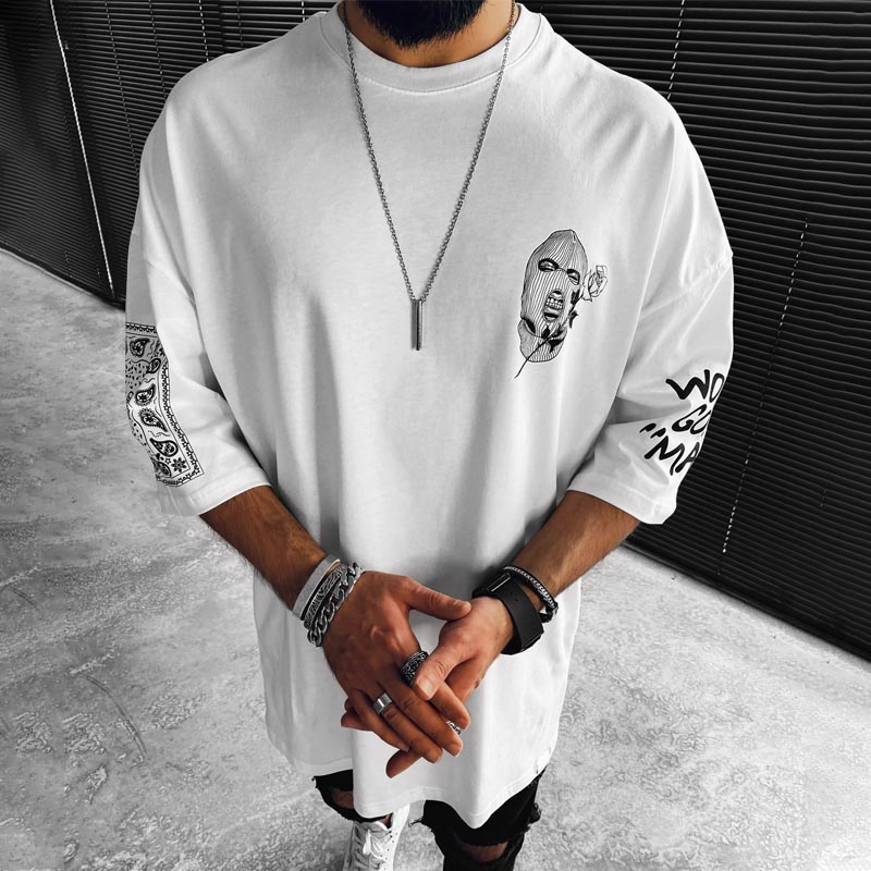 World Crazy Print Loose Short Sleeve T-Shirt