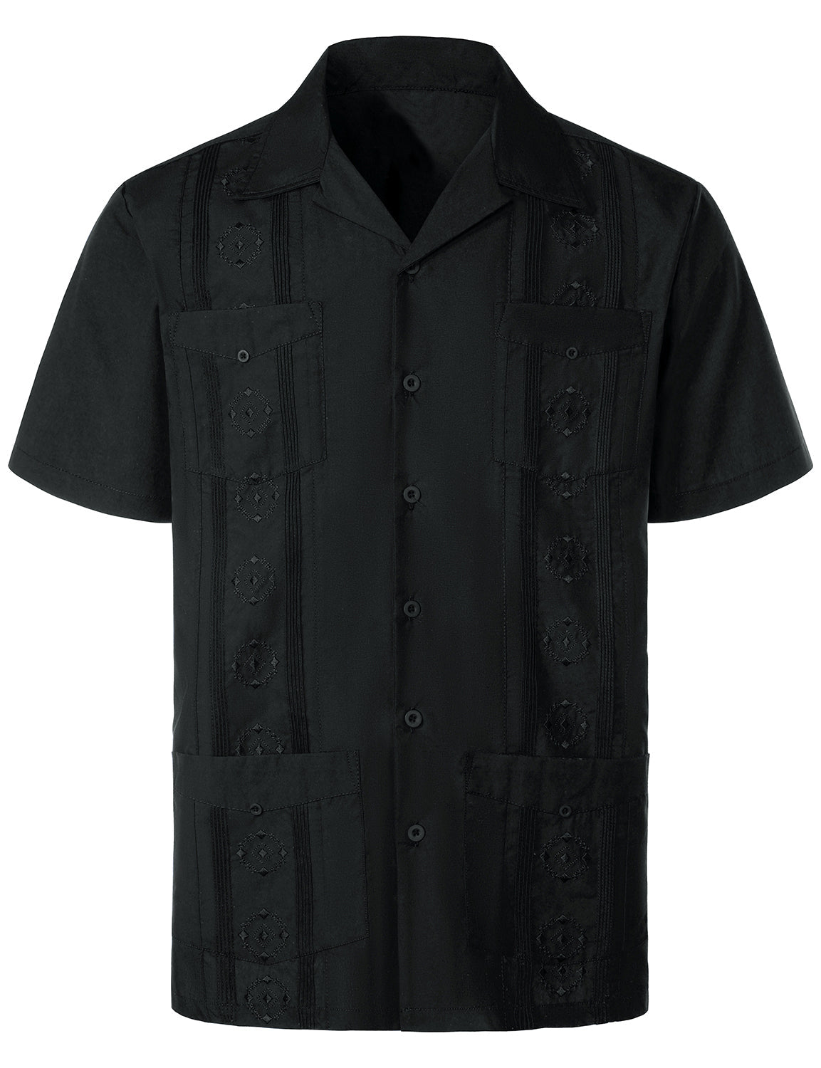 Men's Casual Summer Pocket Short Sleeve Button Up Cuban Guayabera Shirt
