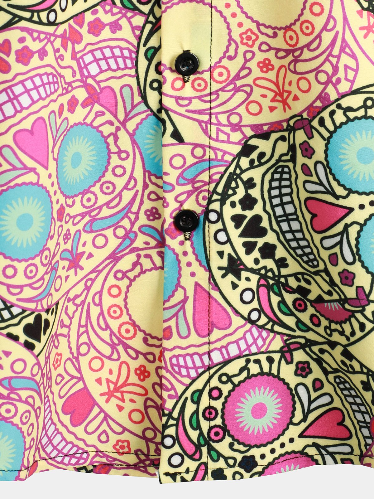 Men's Skull Rose Print Short Sleeve Hawaiian Shirt