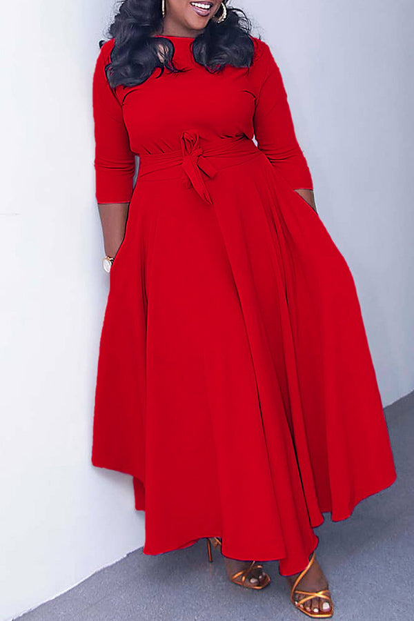 Tie Front 3/4 Sleeve A-line Dress
