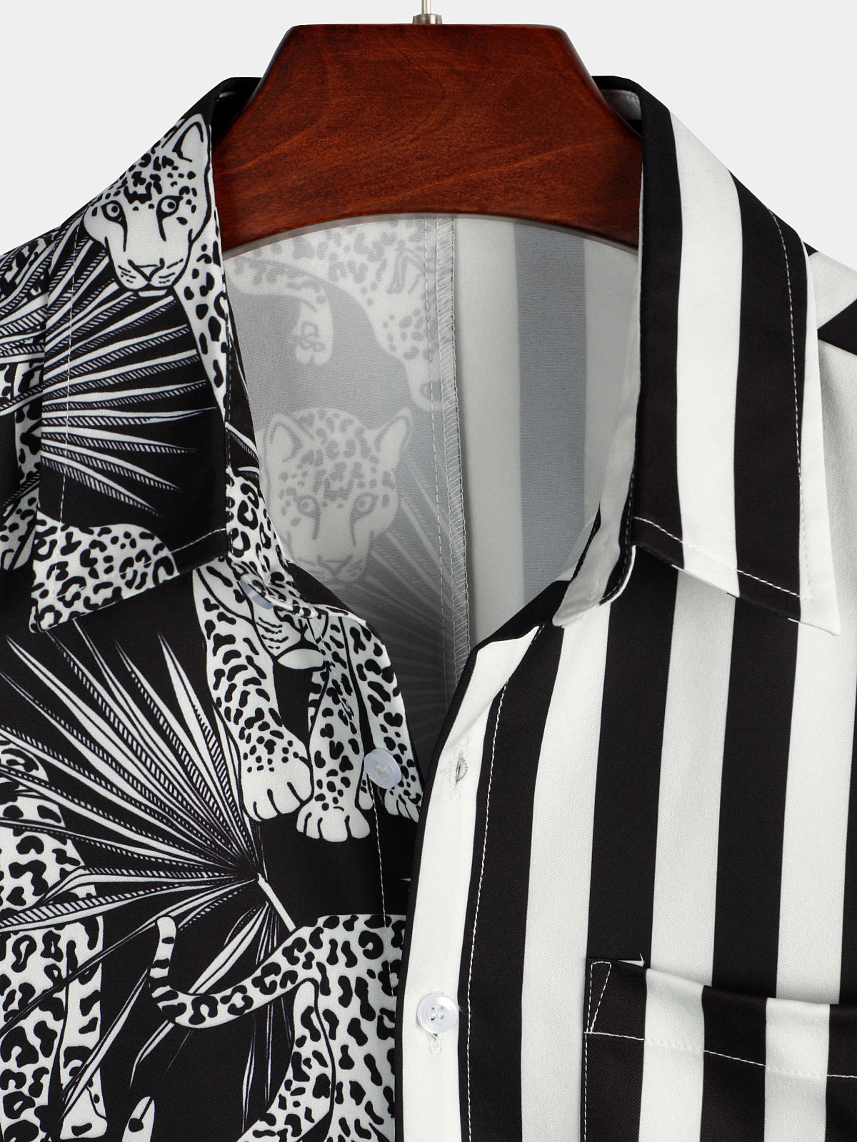 Men's Tiger & Striped Print Holiday Pocket Shirt