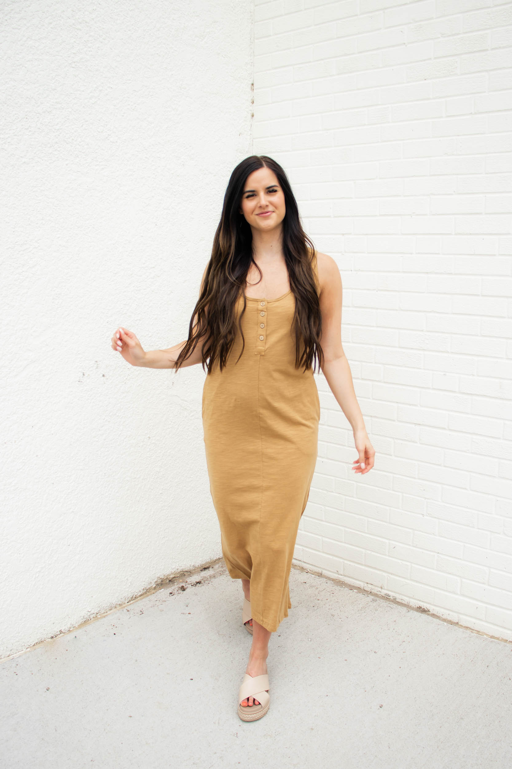 Cora Midi Button Up Dress | Camel