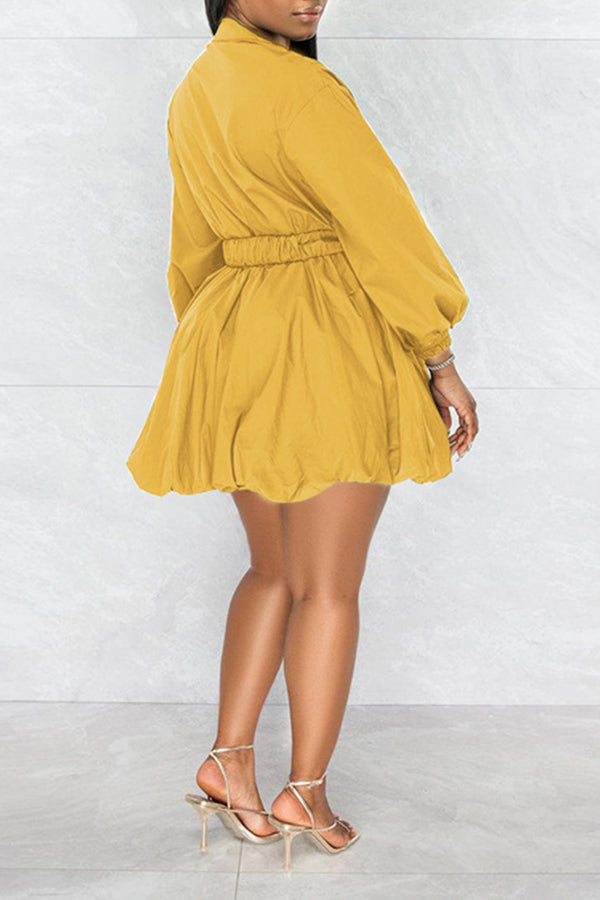 Balloon Hem Peplum Dress