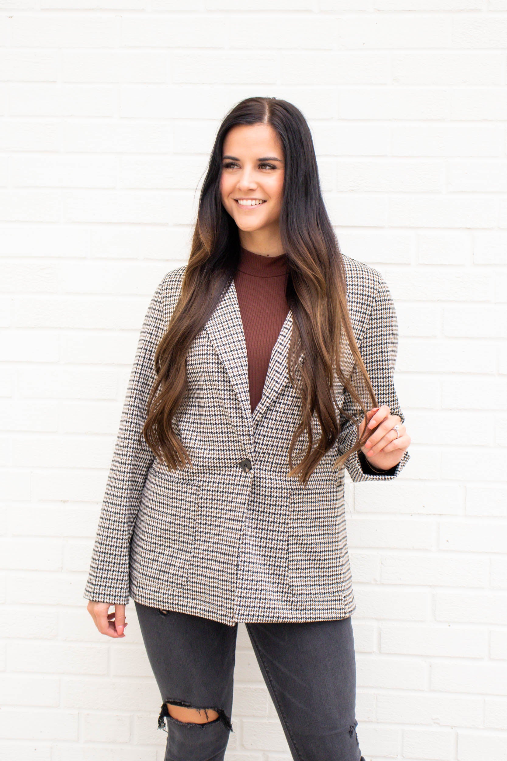Jill Fitted Blazer | Stone/Black