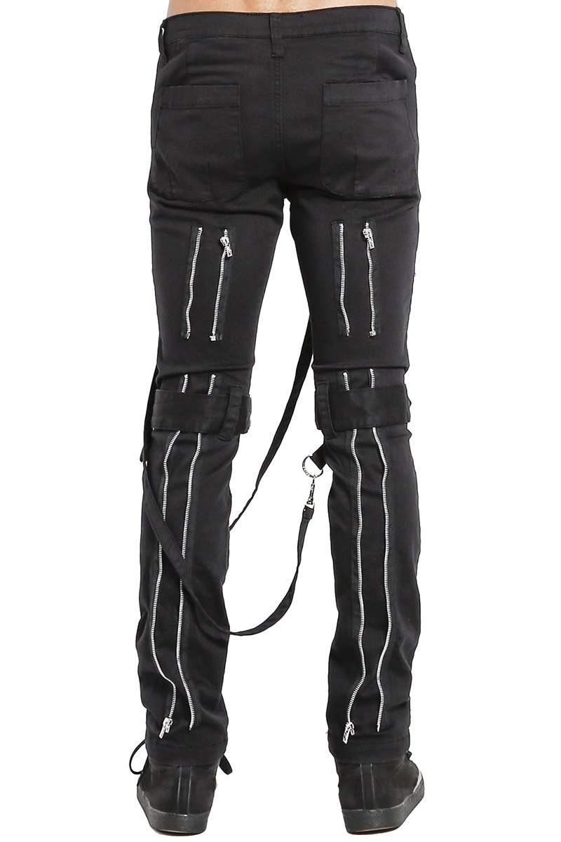 Strap Zipper Bondage Pants Black
