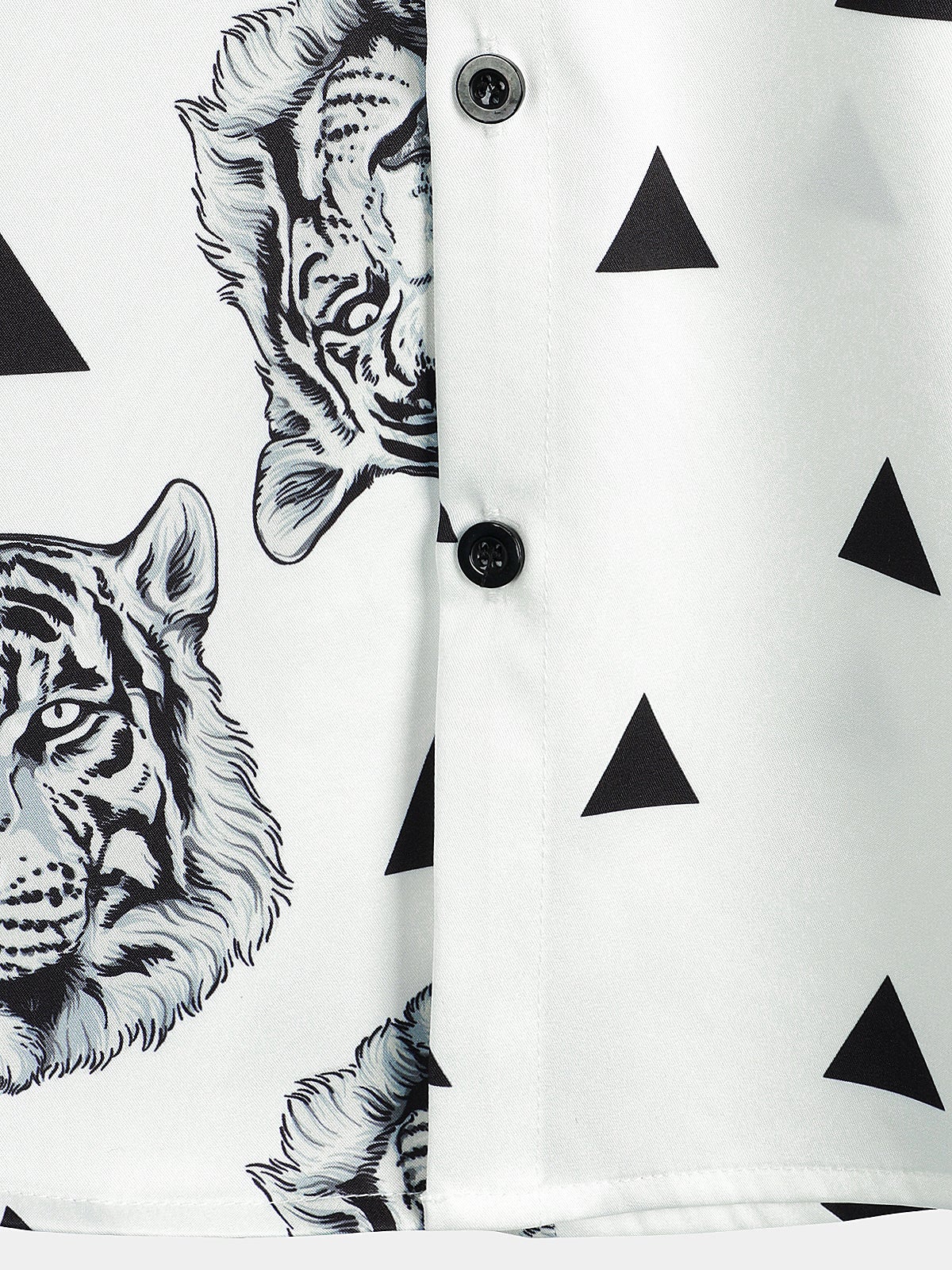 Men's Tiger Print Pocket Casual Short Sleeve Shirt