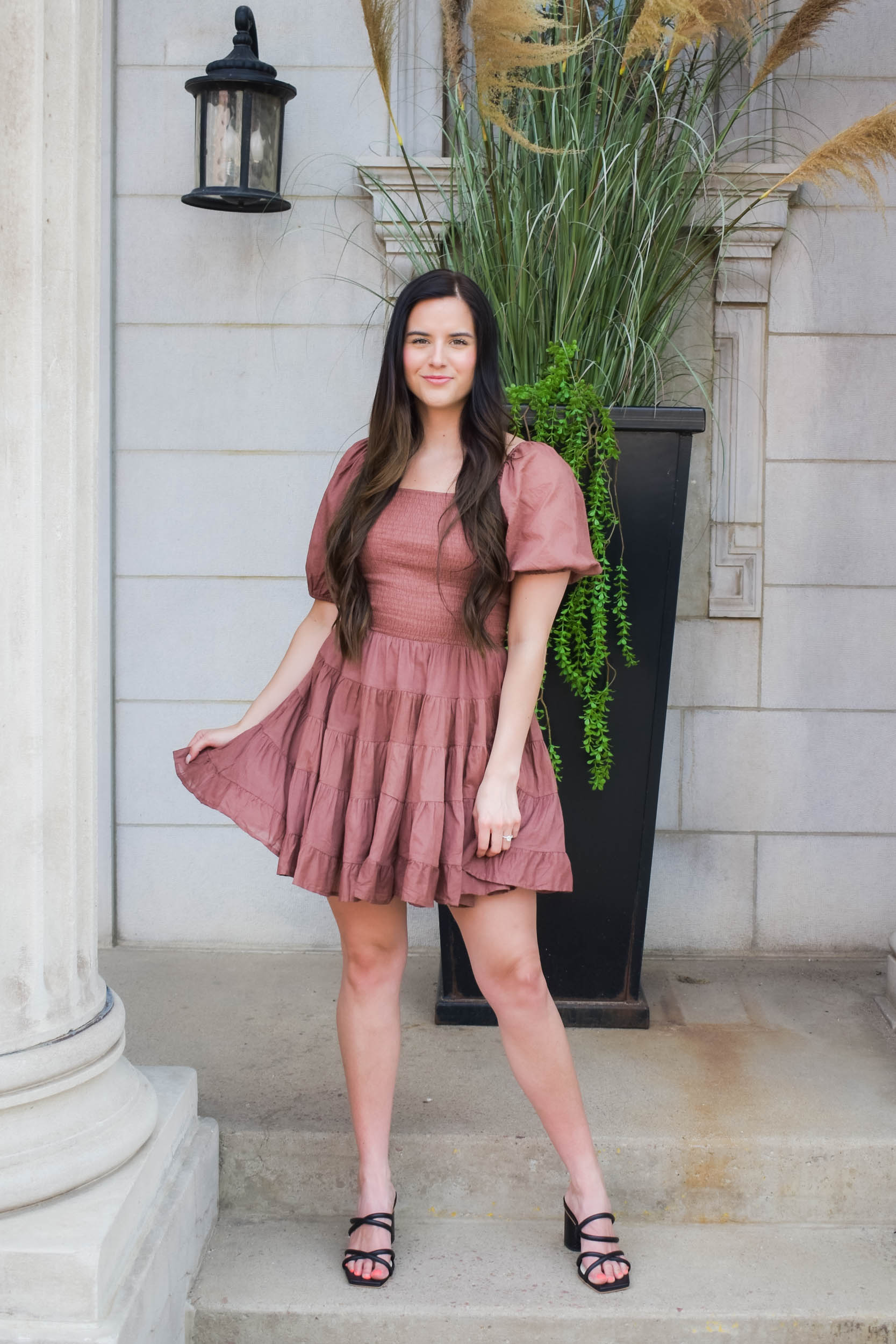 Abby Puff Sleeve Dress | Brown