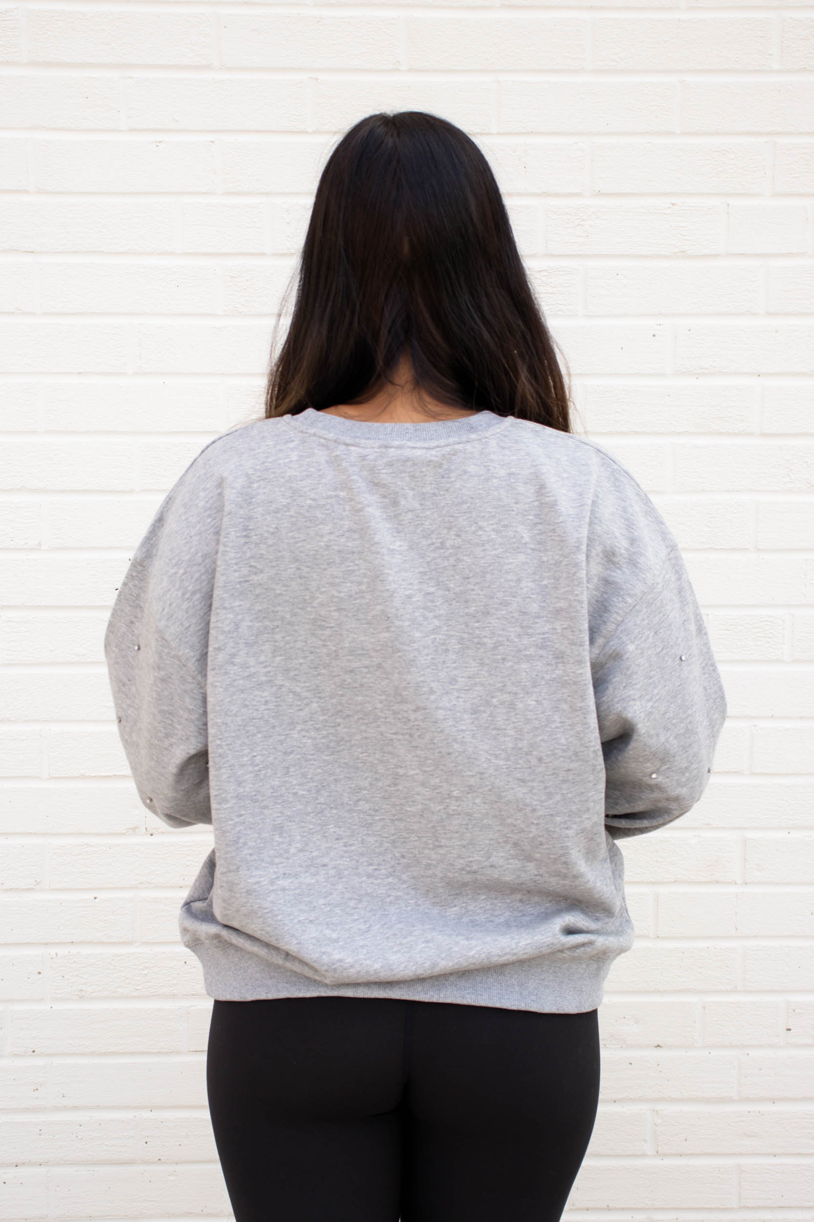 Rayne Crystal Embellishment Sweatshirt | Heather Grey
