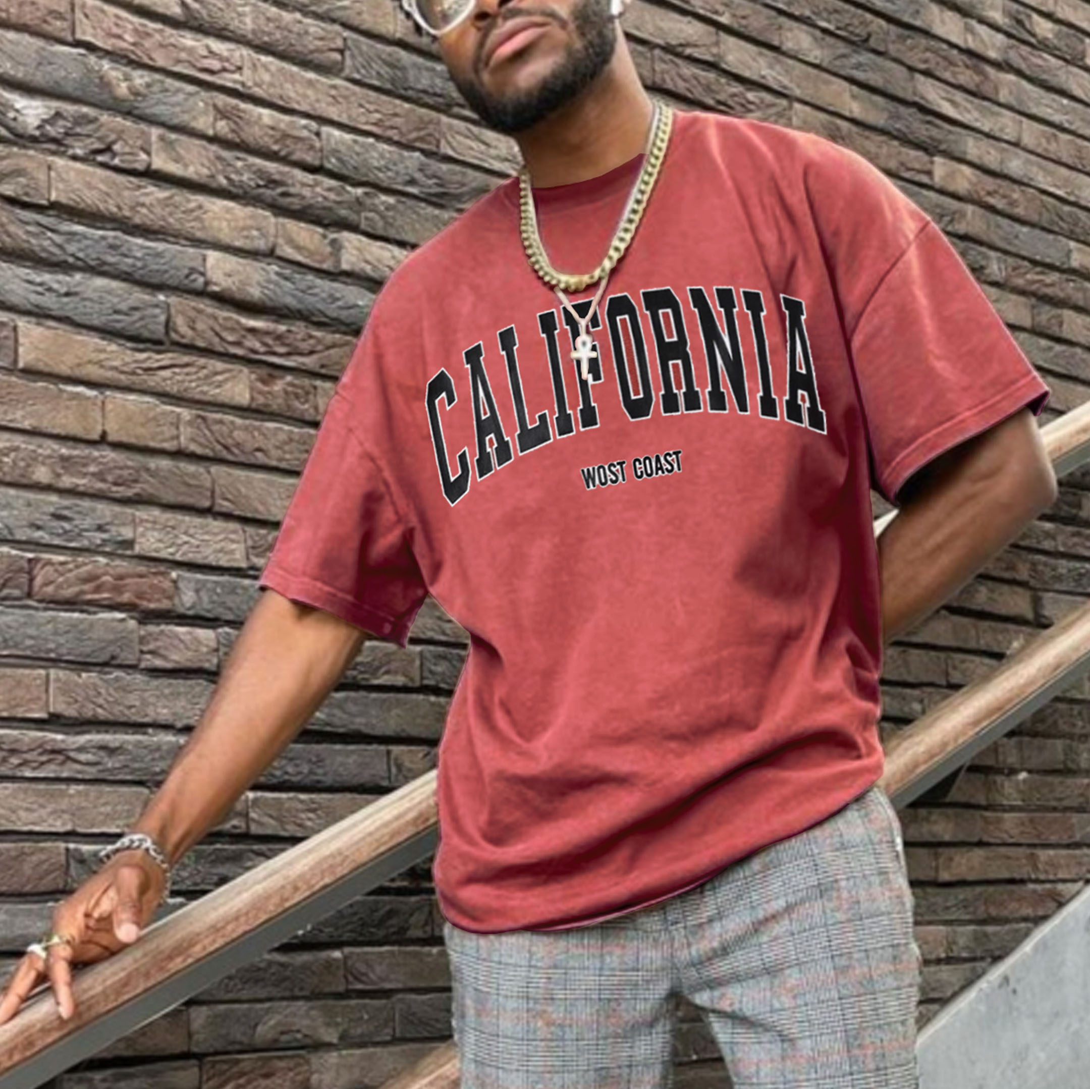 Retro Oversized CALIFORNIA Men's T-shirt