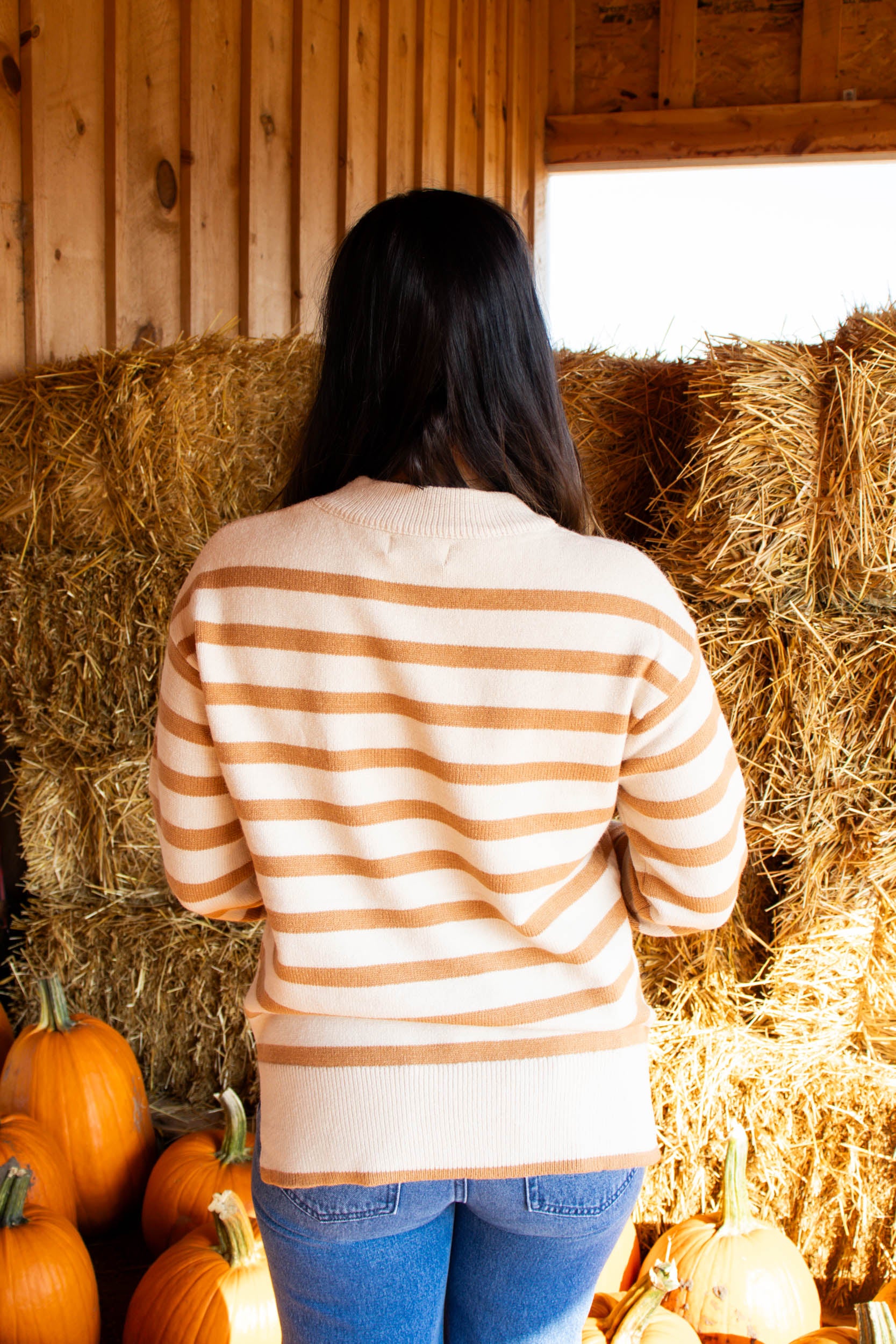 Ellie Striped Sweater | Camel