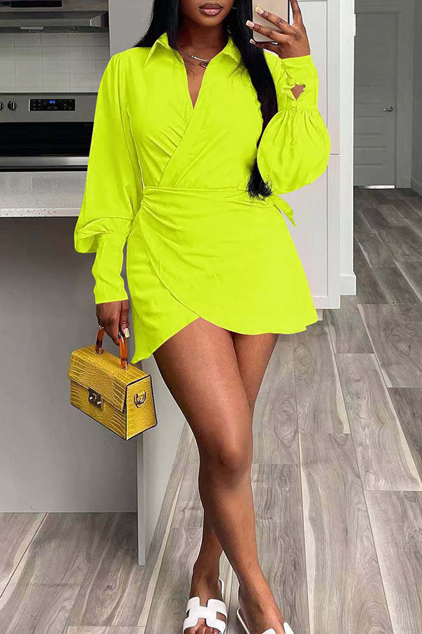 Stylish Tulip Hem Knotted Wrap Dress