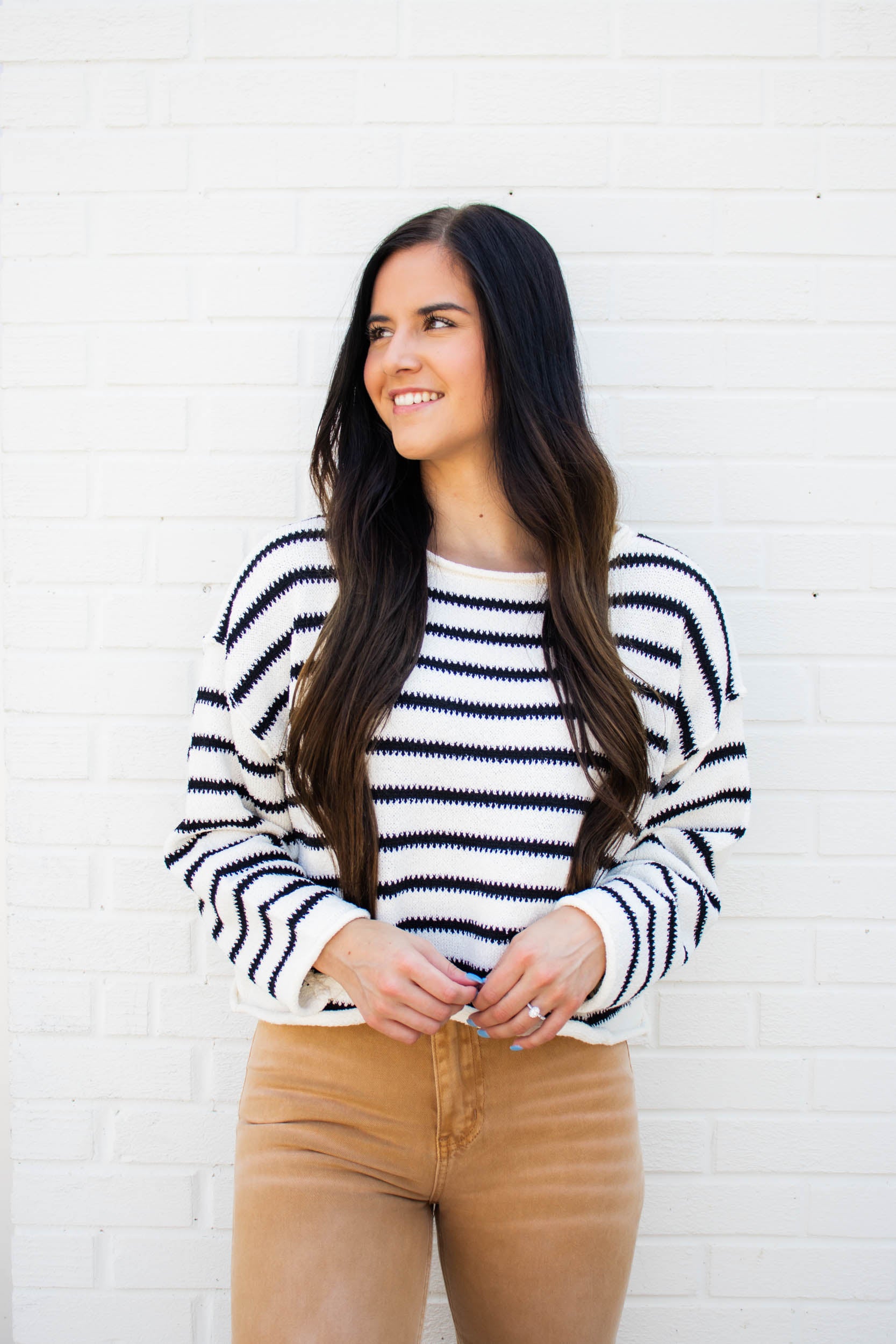 Dallas Striped Boxy Sweater | Black