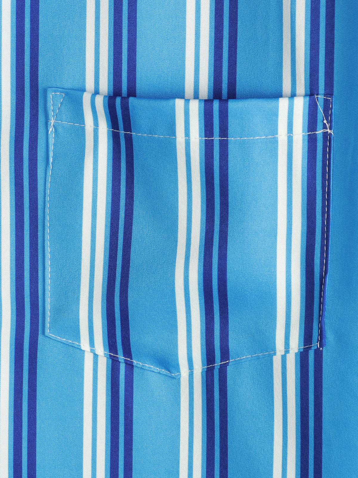 Men's Floral Tropical Print Blue and White Striped Beach Short Sleeve Button Up Hawaiian Shirt