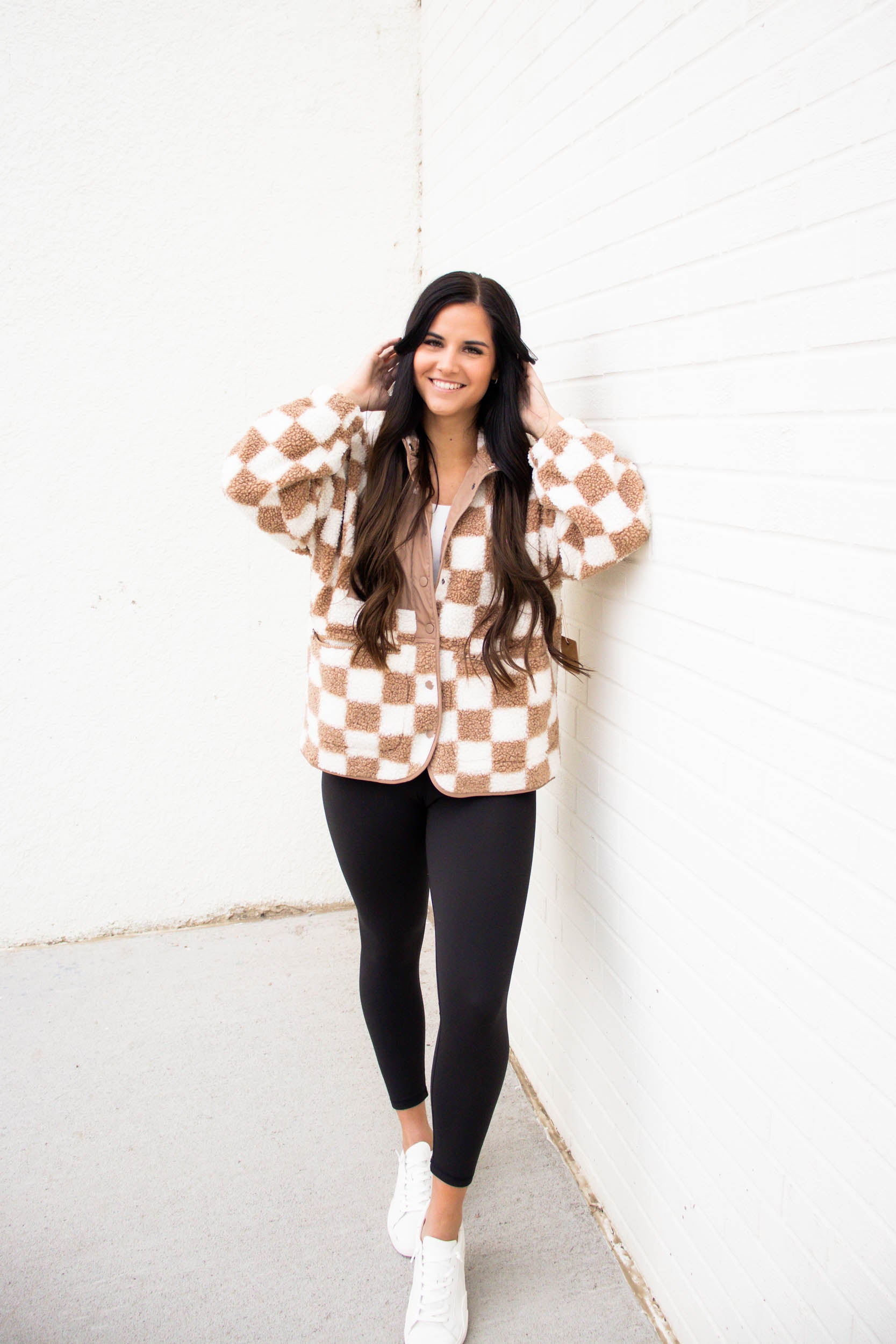 Novi Checkered Fleece Jacket | Taupe