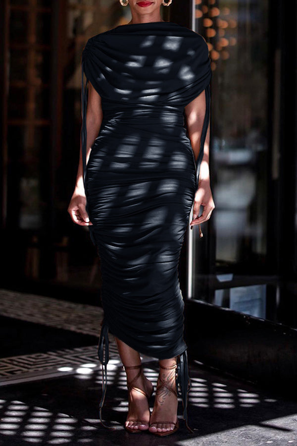 Drawstring Ruched Bodycon Dress