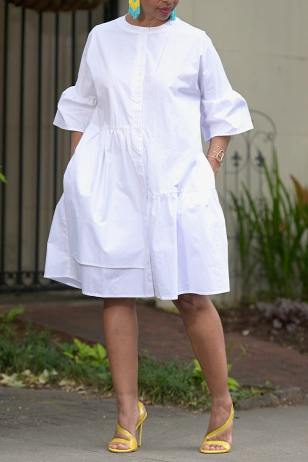 Half Sleeve Shirt Babydoll Dress