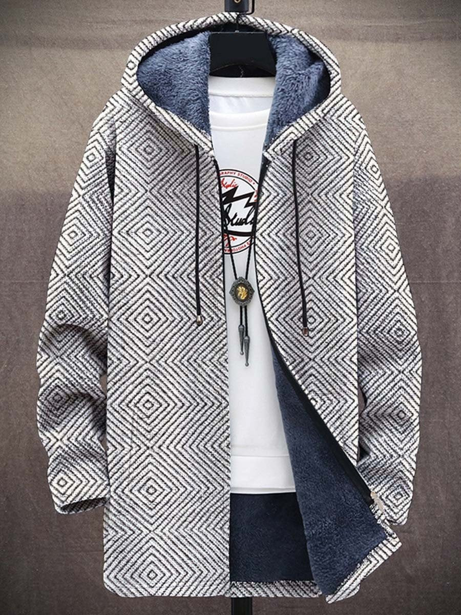 Men's Art Color Long-Sleeved Fleece Sweater Coat Cardigan