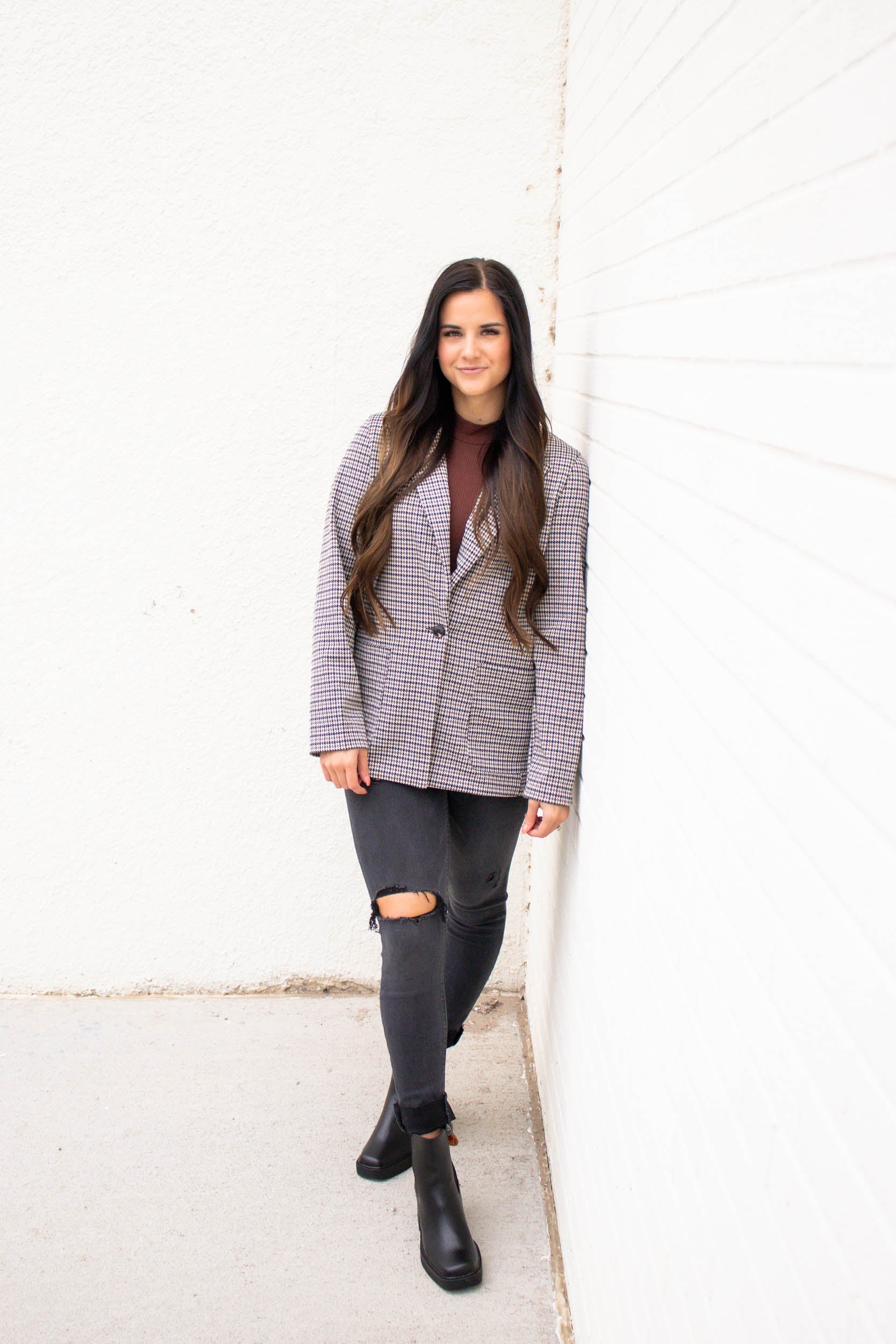 Jill Fitted Blazer | Stone/Black