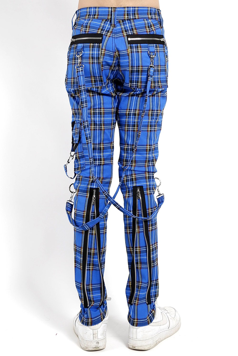 Punk Bondage Pants Blue Plaid