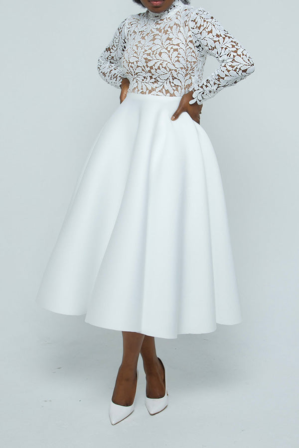 Fancy Lace Paneled Swing Dress