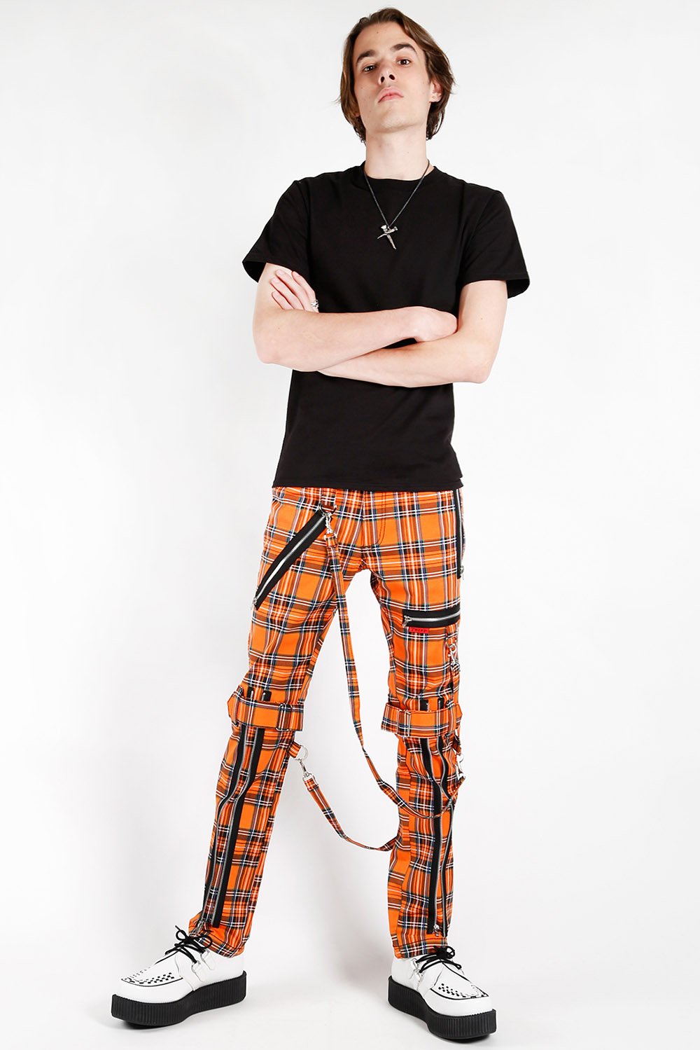 Bondage Pants Orange Plaid