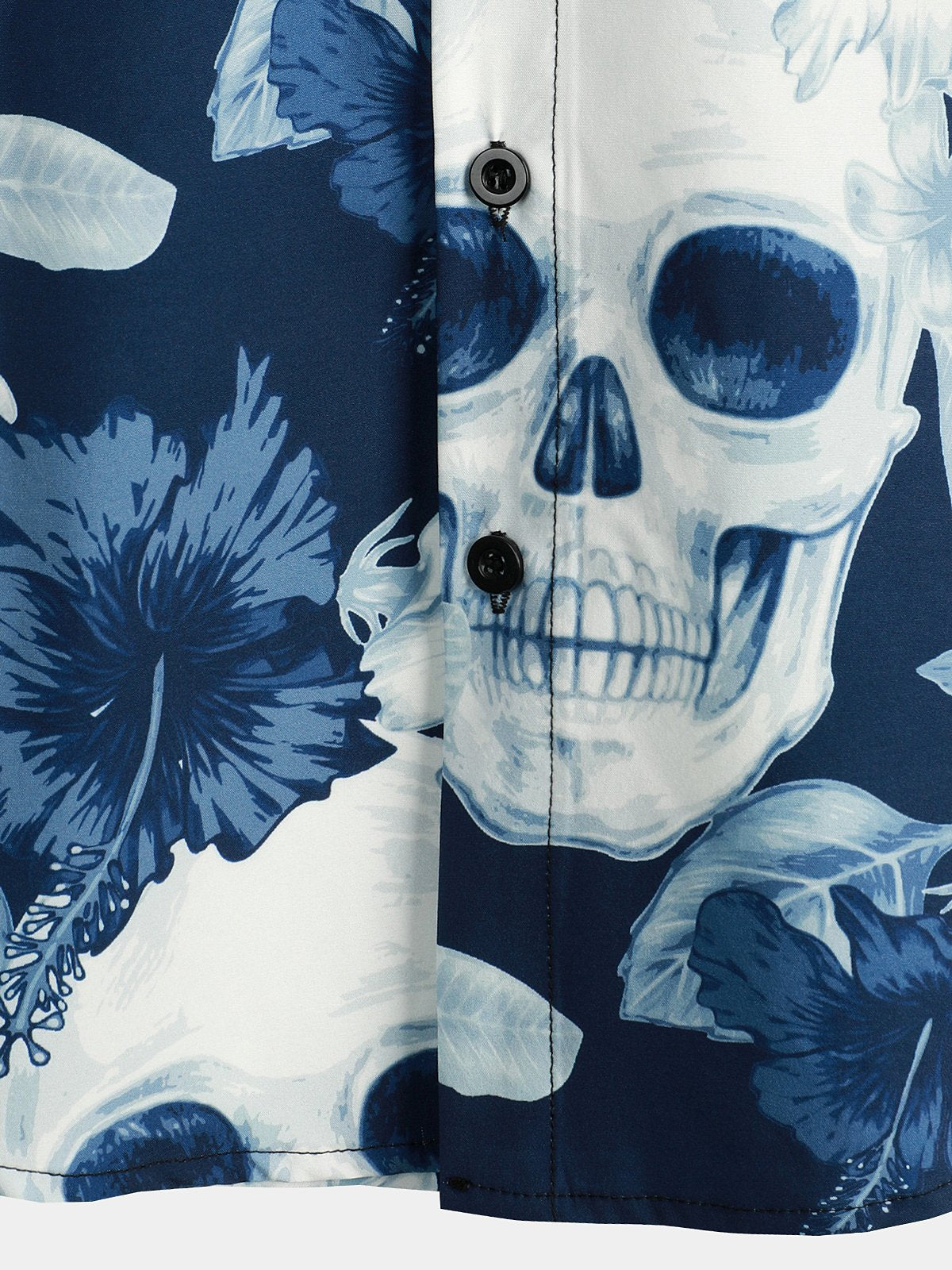 Men's Skull Rose Print Short Sleeve Hawaiian Shirt
