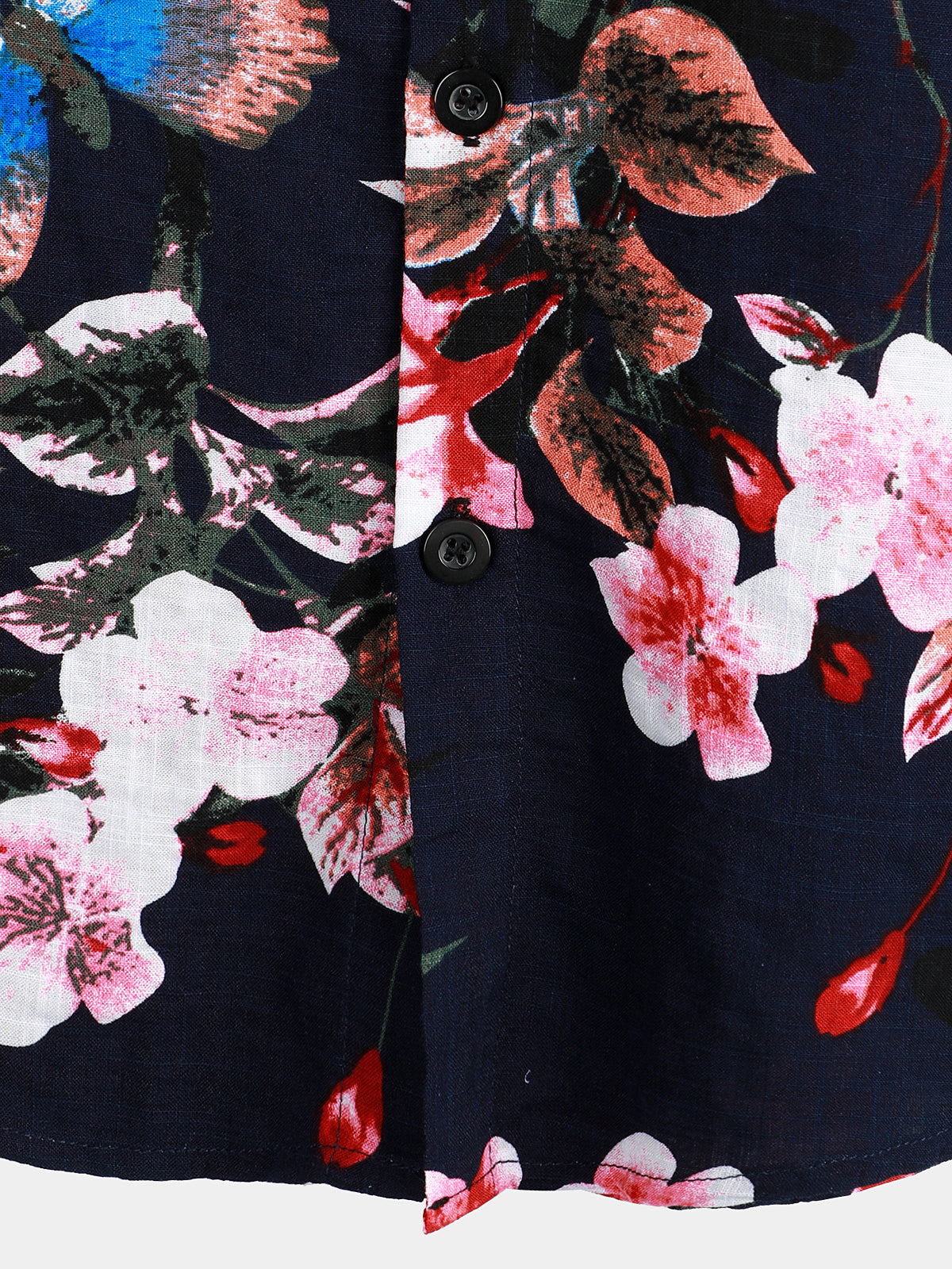 Men's Flower Butterfly Print Pocket Hawaiian Shirt