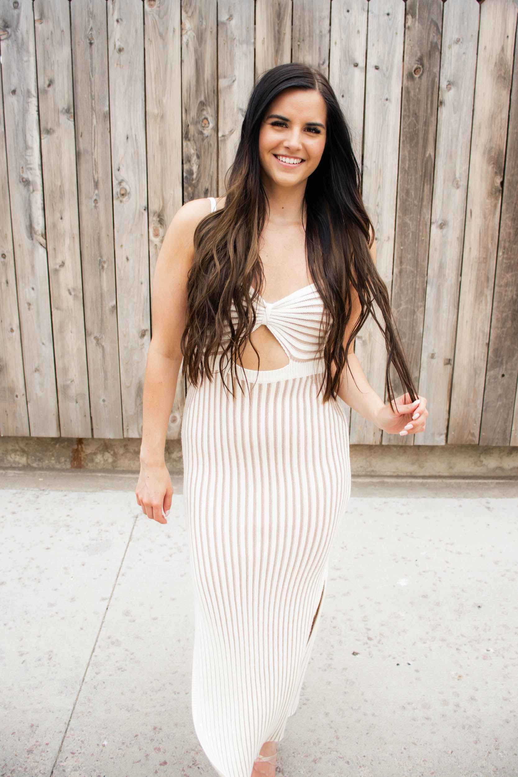Bridget Pattern Cut Out Maxi Dress | Ivory