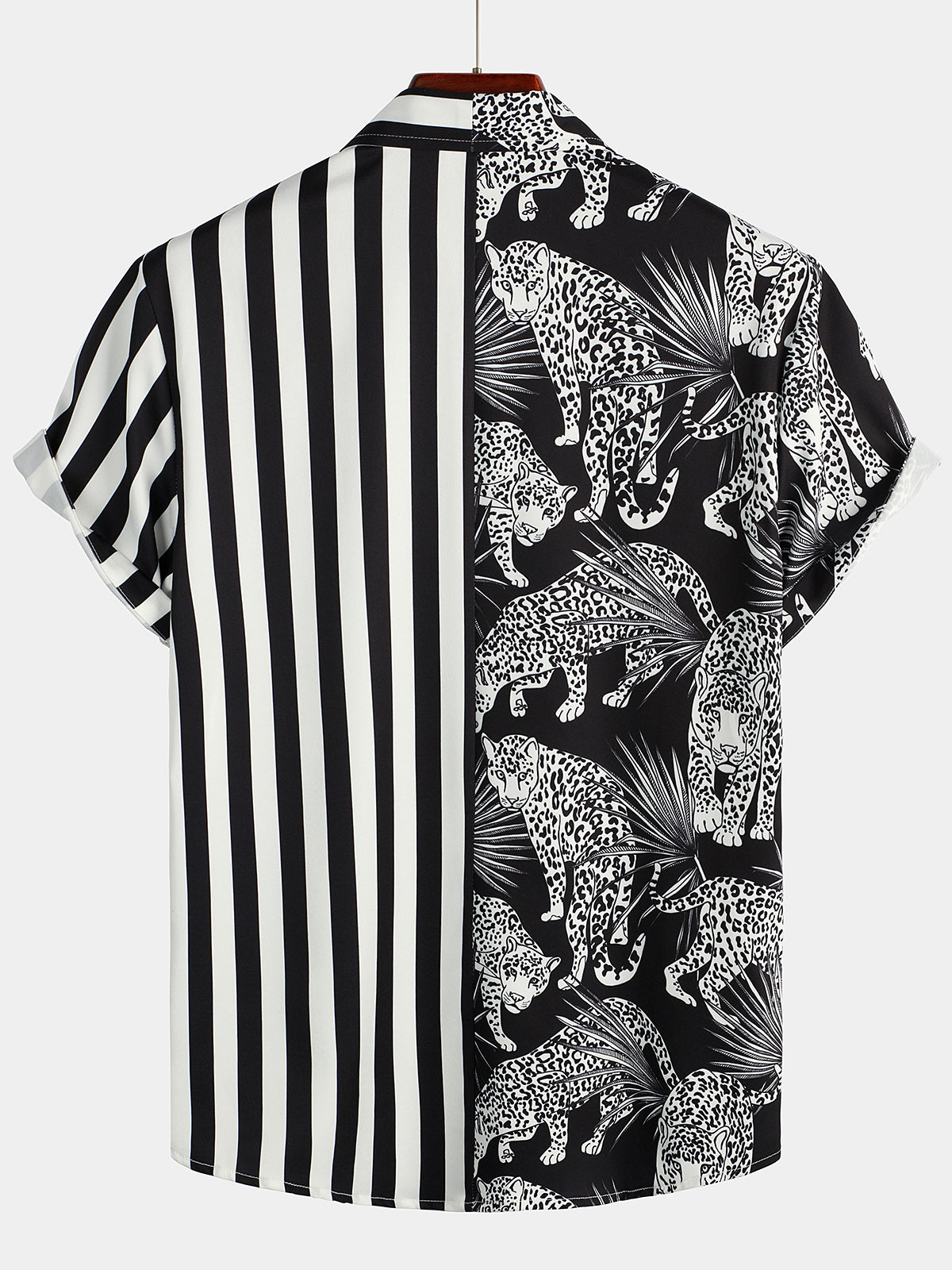 Men's Leopard & Striped Pocket Holiday Casual Shirt