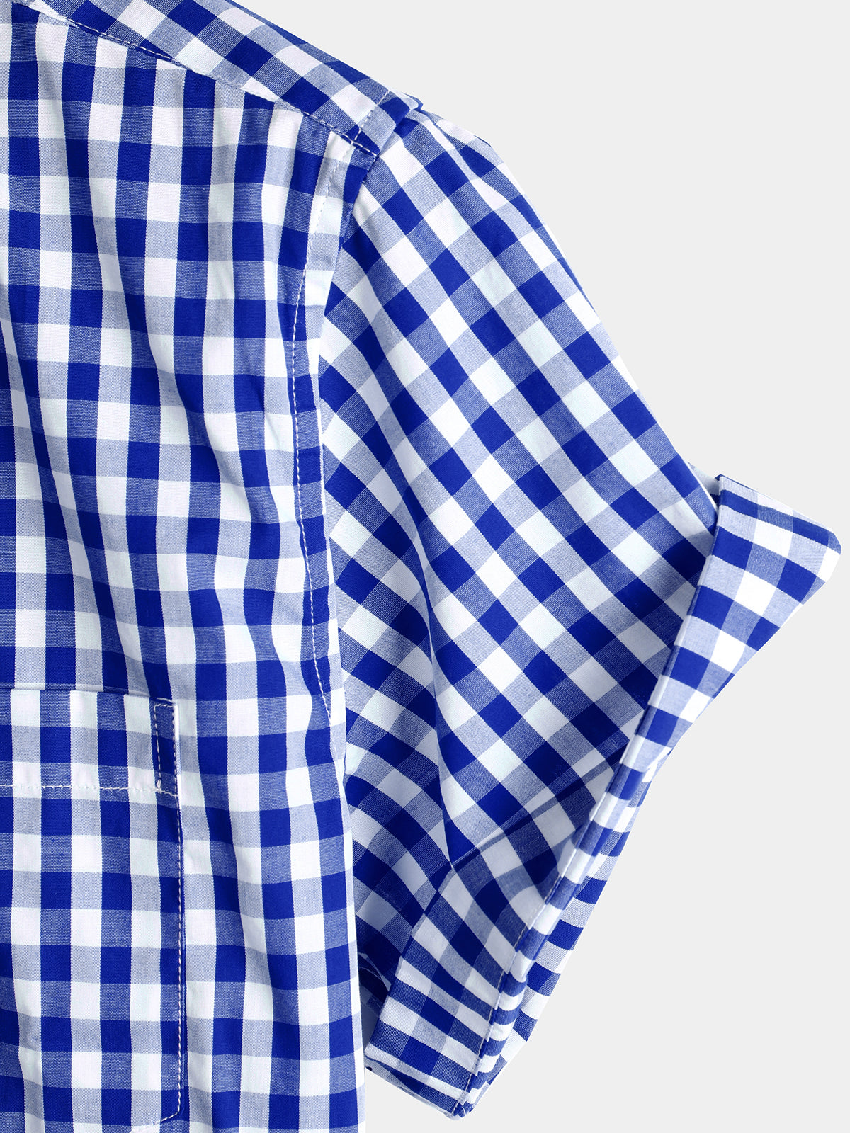 Men's Casual Solid Color Plaid Cotton Pocket Shirt