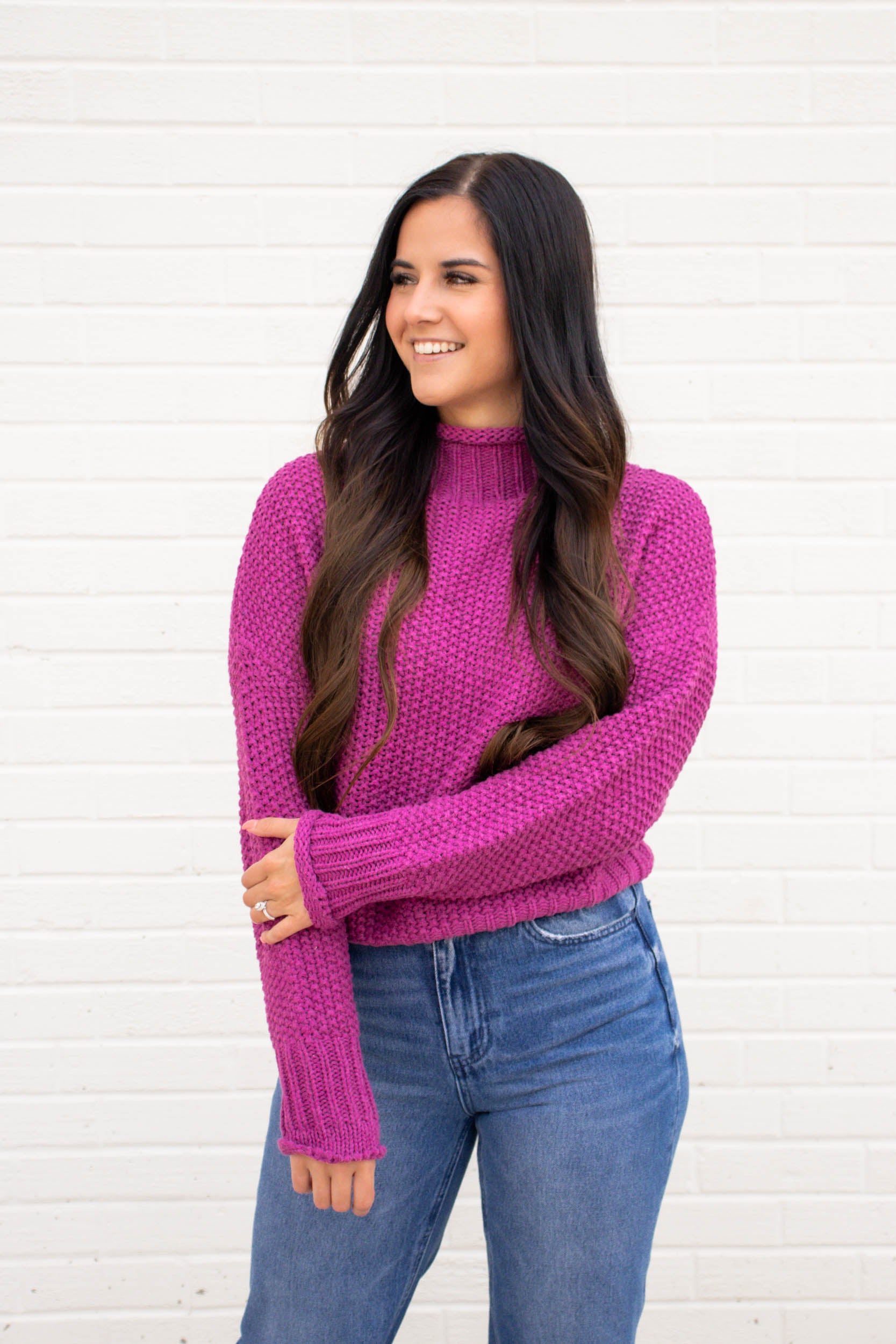 Addison Turtleneck Sweater | Magenta