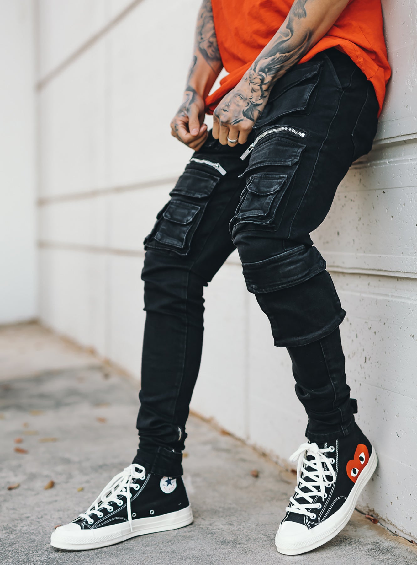 Cargo Jeans V5 in Washed Black